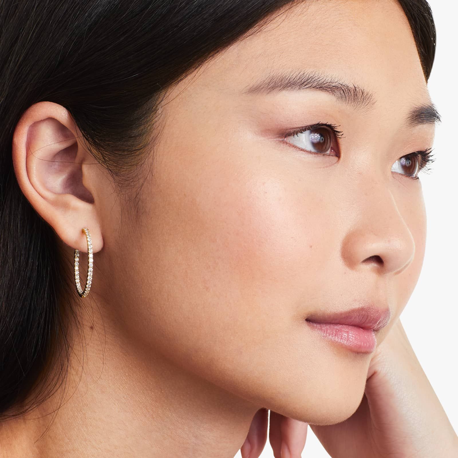 Inside Out 1.5 CTW Round Diamond Hoop Earrings In 14K Yellow Gold