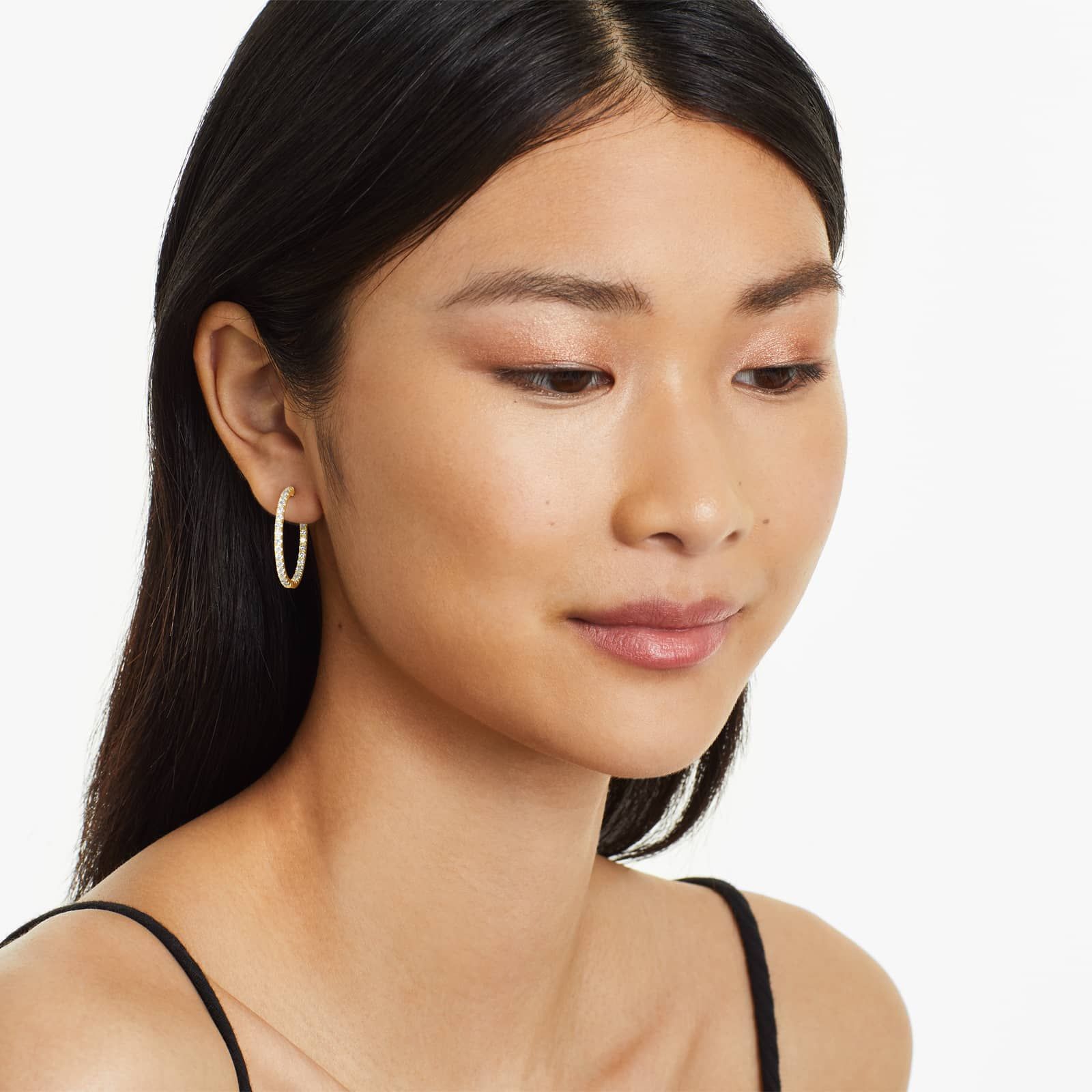 Inside Out 2 CTW Round Diamond Hoop Earrings In 14K Yellow Gold