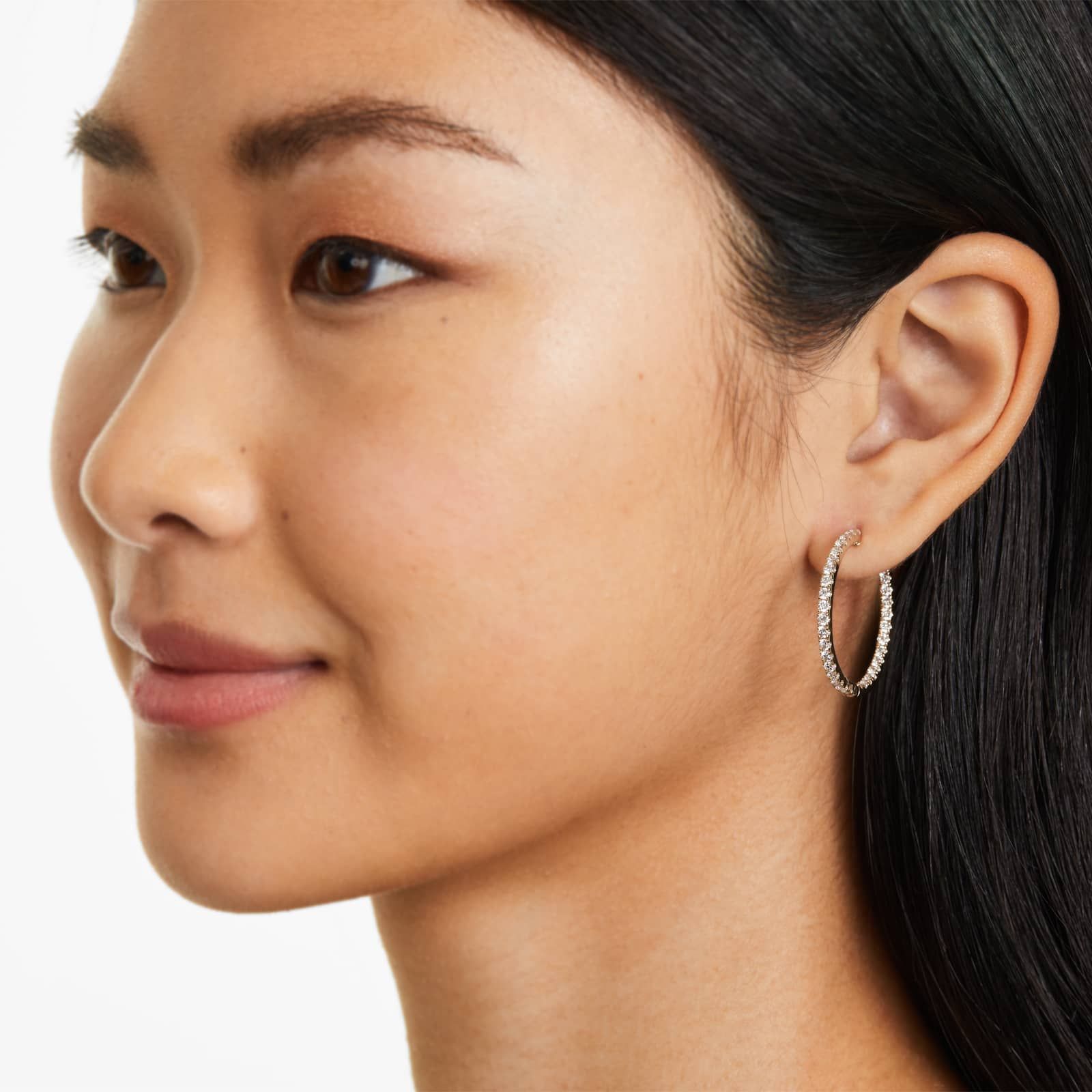 Inside Out 2 CTW Round Diamond Hoop Earrings In 14K Yellow Gold