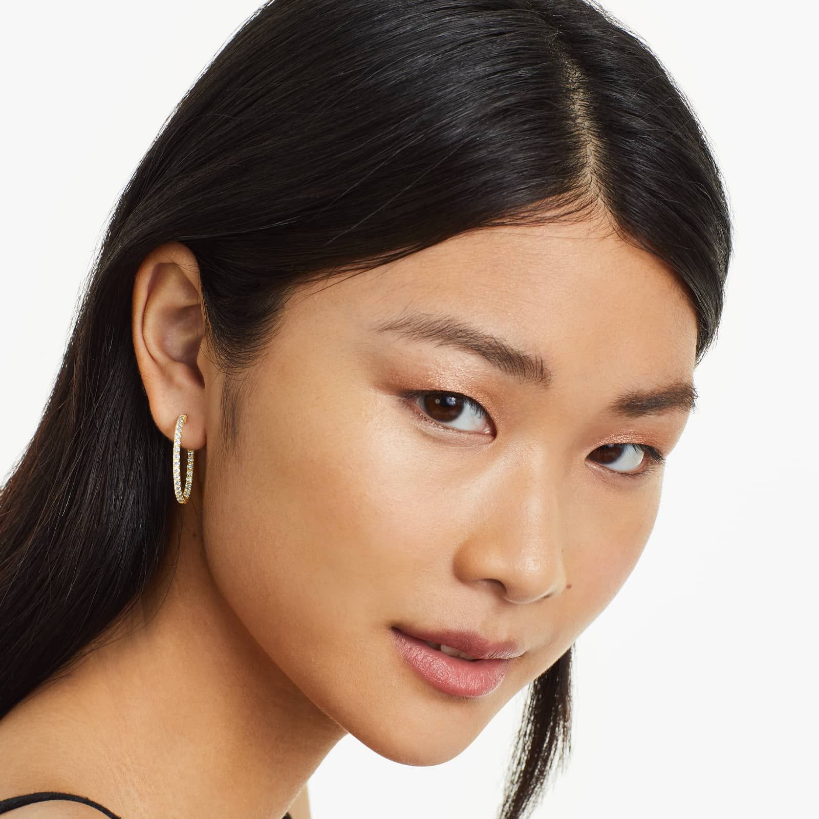 Inside Out 2 CTW Round Diamond Hoop Earrings In 14K Yellow Gold