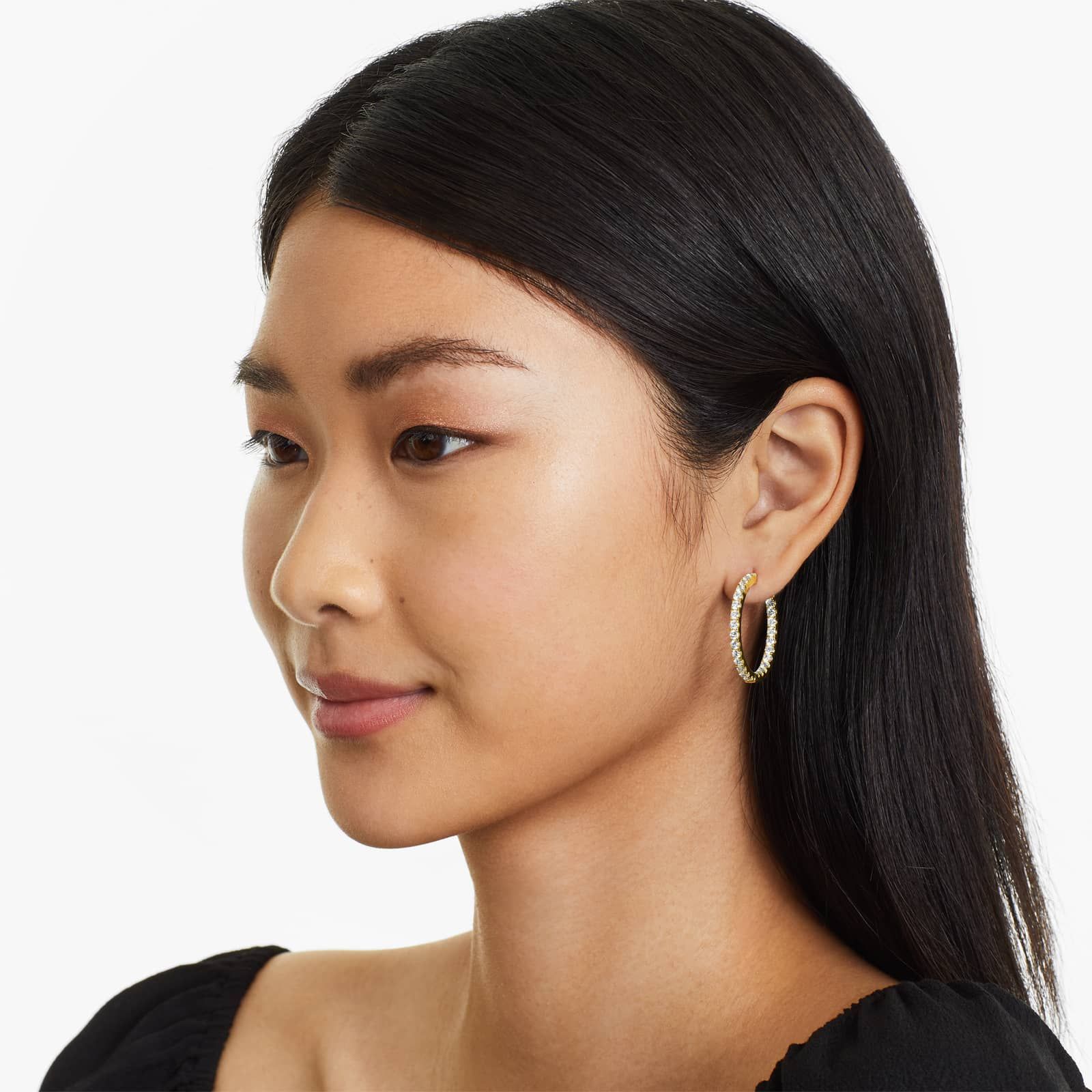 Inside Out 3 CTW Round Diamond Hoop Earrings In 14K Yellow Gold