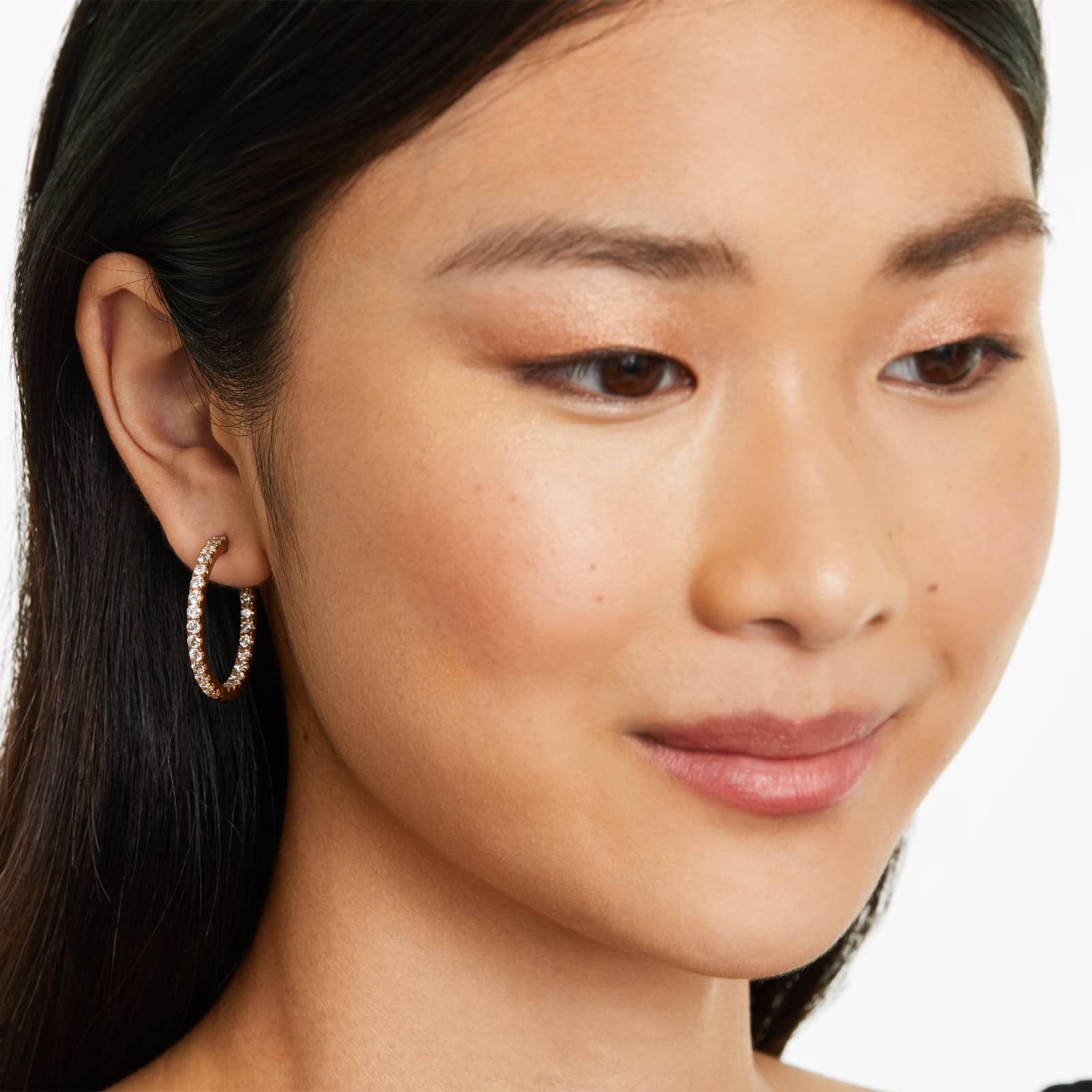 Inside Out 3 CTW Round Diamond Hoop Earrings In 14K Yellow Gold