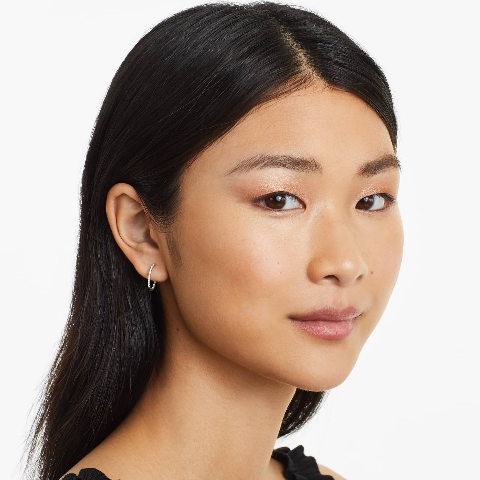 Inside Out 0.25 CTW Round Diamond Hoop Earrings In 14K White Gold