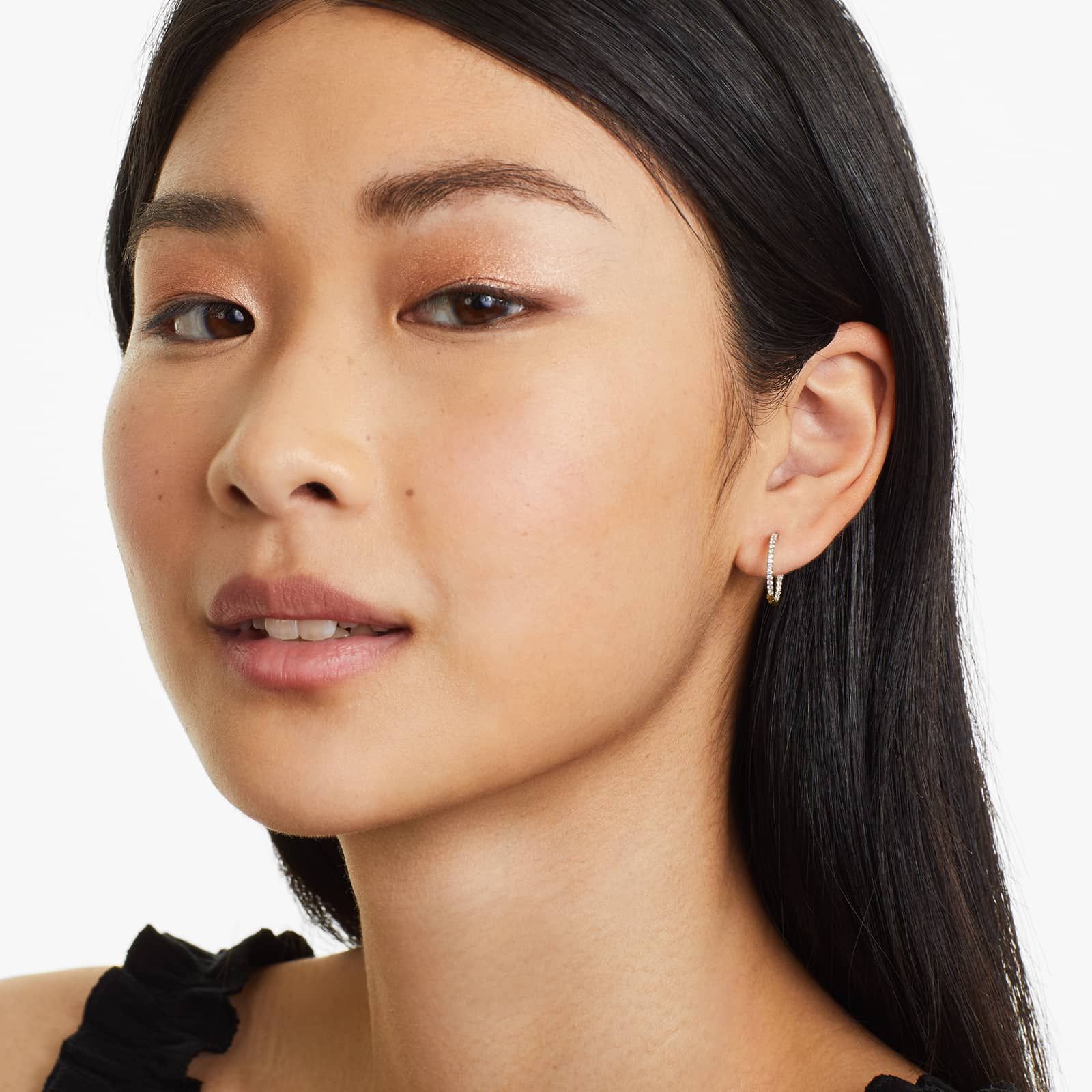 Inside Out 0.25 CTW Round Diamond Hoop Earrings In 14K Yellow Gold