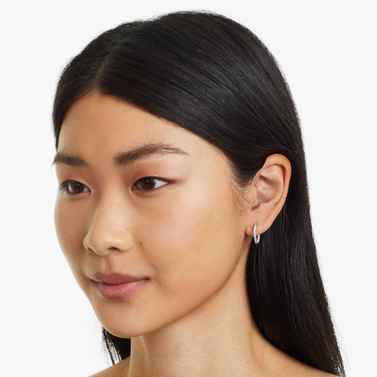 Inside Out 0.5 CTW Round Diamond Hoop Earrings In 14K White Gold