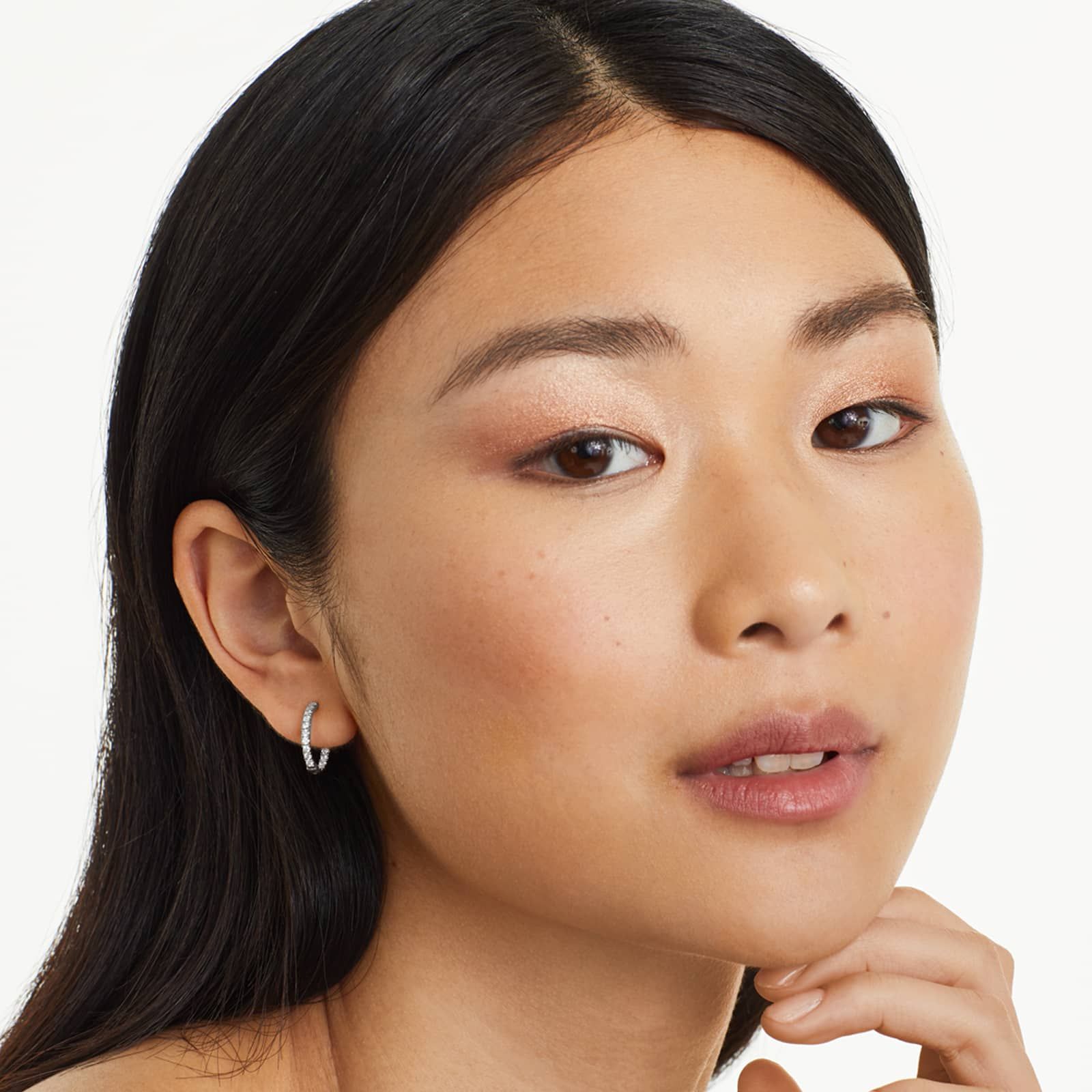 Inside Out 0.5 CTW Round Diamond Hoop Earrings In 14K White Gold