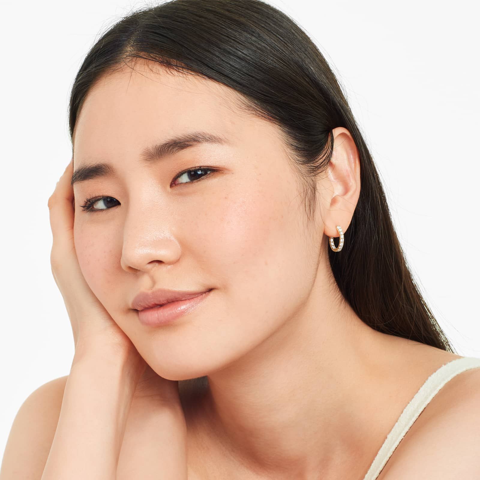 14K Yellow Gold Inside Out Round Hoops, 1/2 Inch Diameter (1.00 ctw.)