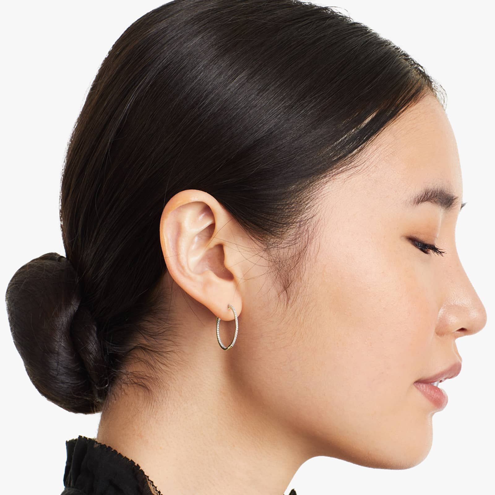 Inside Out 0.25 CTW Round Diamond Hoop Earrings In 14K Yellow Gold