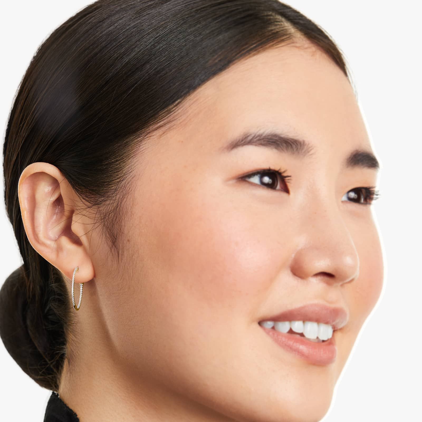 Inside Out 0.25 CTW Round Diamond Hoop Earrings In 14K Yellow Gold