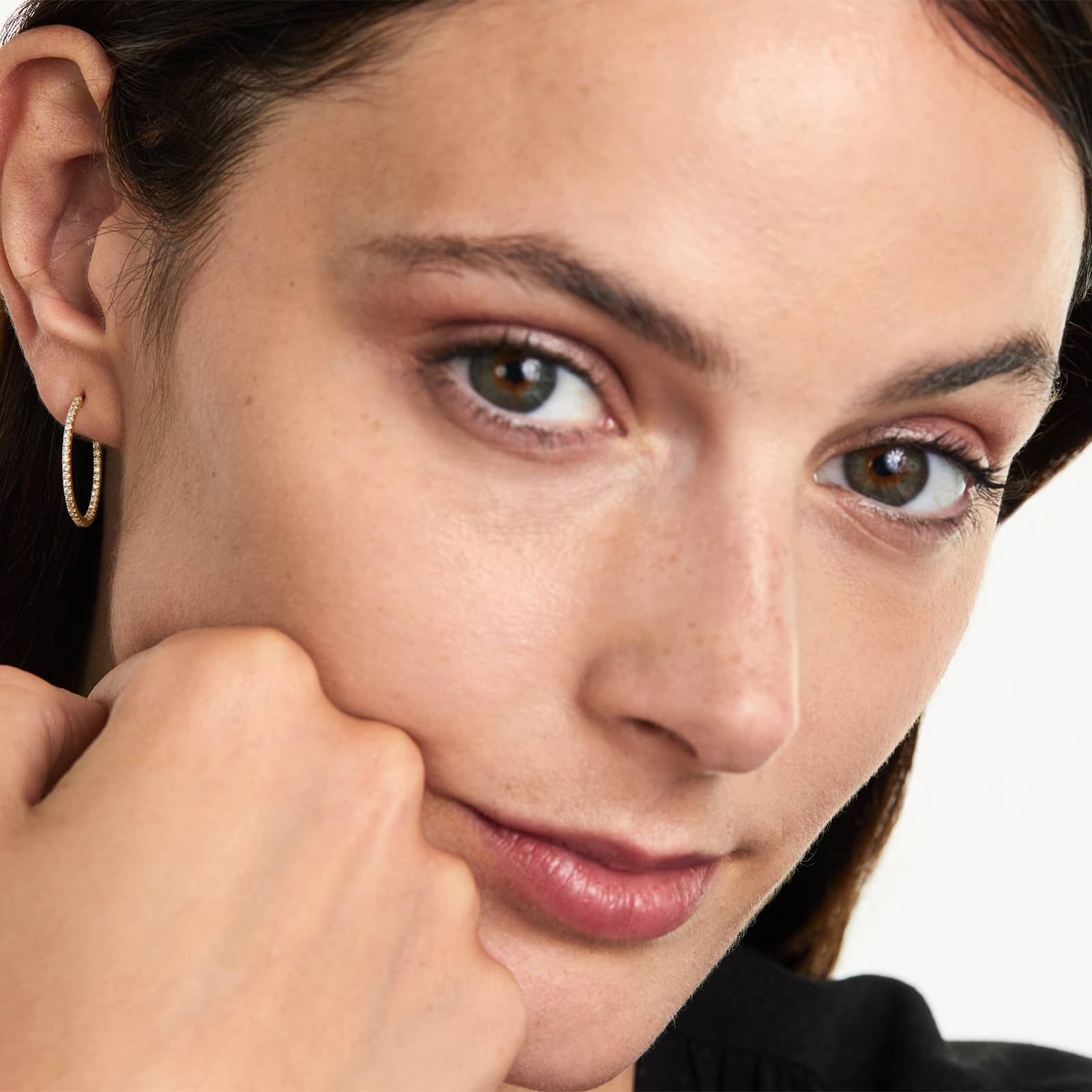 Inside Out 0.5 CTW Round Diamond Hoop Earrings In 14K Yellow Gold