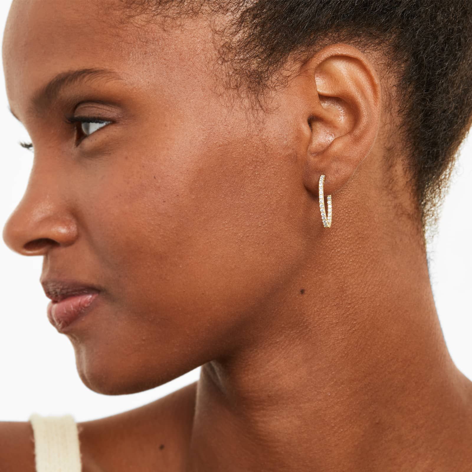 Inside Out 1 CTW Round Diamond Hoop Earrings In 14K Yellow Gold