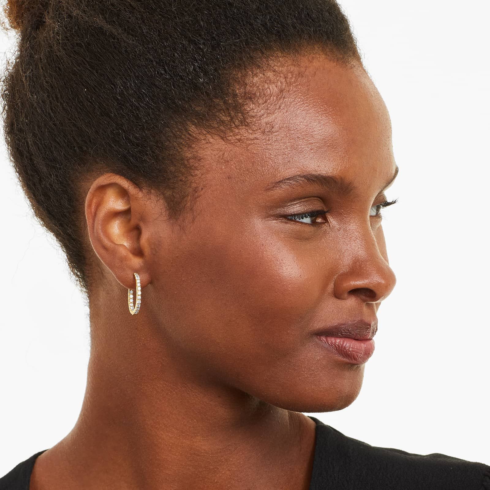 Inside Out 1.5 CTW Round Diamond Hoop Earrings In 14K Yellow Gold