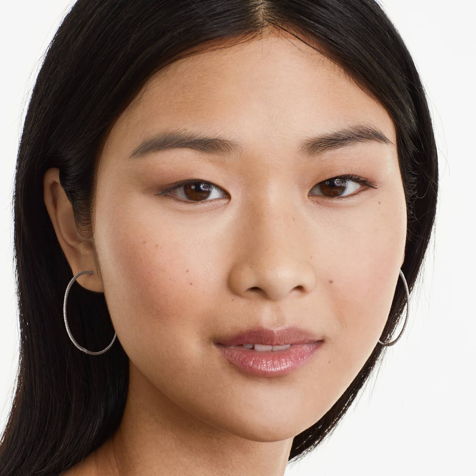 Inside Out 0.5 CTW Round Diamond Hoop Earrings In 14K White Gold