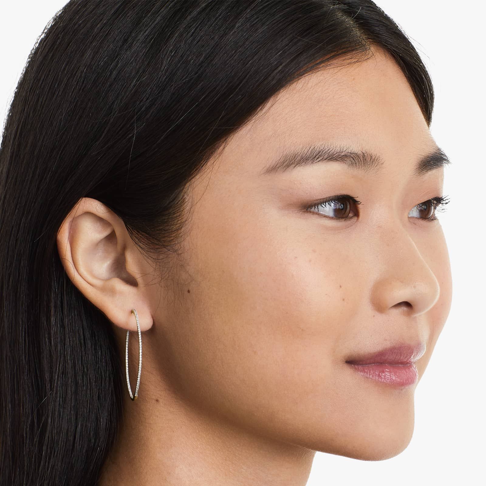 Inside Out 0.5 CTW Round Diamond Hoop Earrings In 14K Yellow Gold