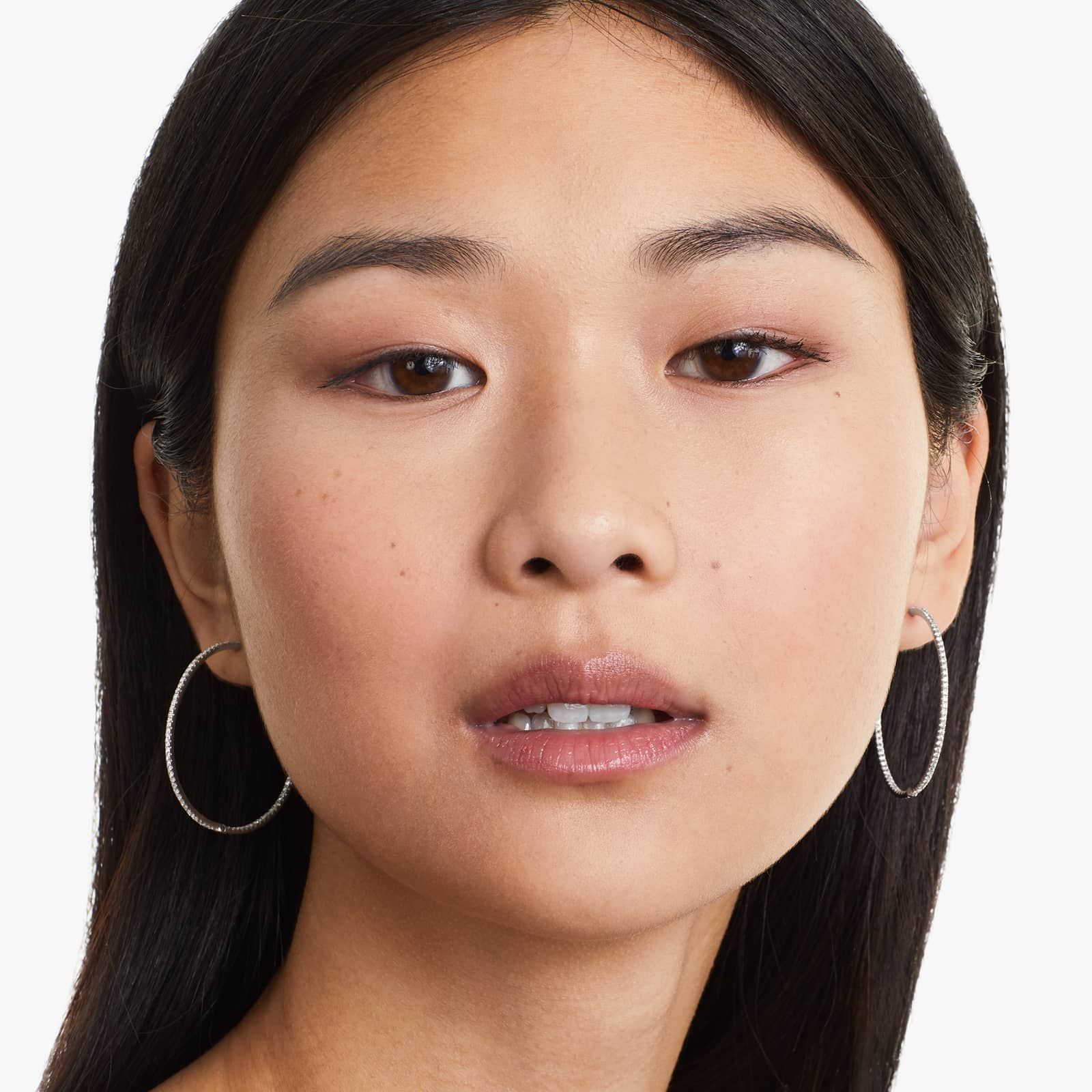 Inside Out 1 CTW Round Diamond Hoop Earrings In 14K White Gold