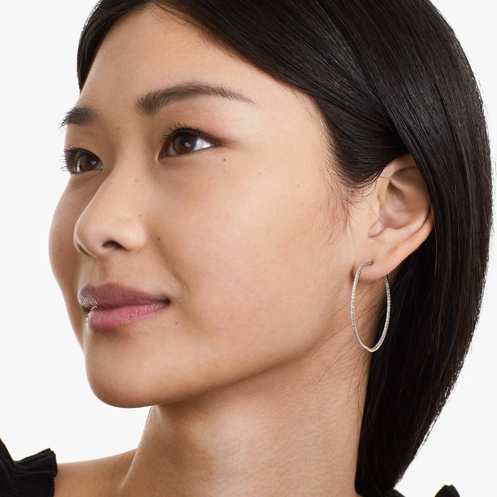 Inside Out 1 CTW Round Diamond Hoop Earrings In 14K Yellow Gold