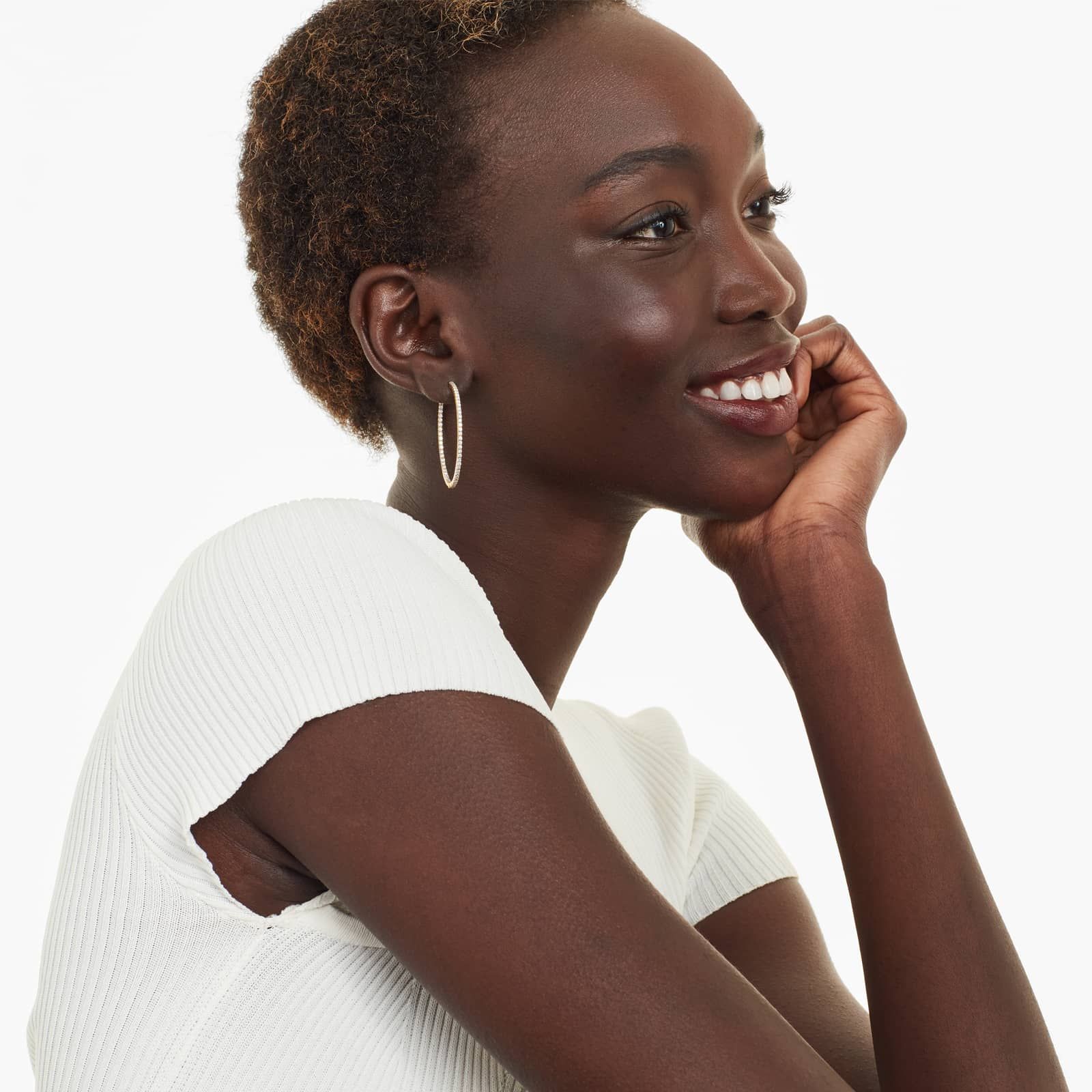 Inside Out 2 CTW Round Diamond Hoop Earrings In 14K Yellow Gold