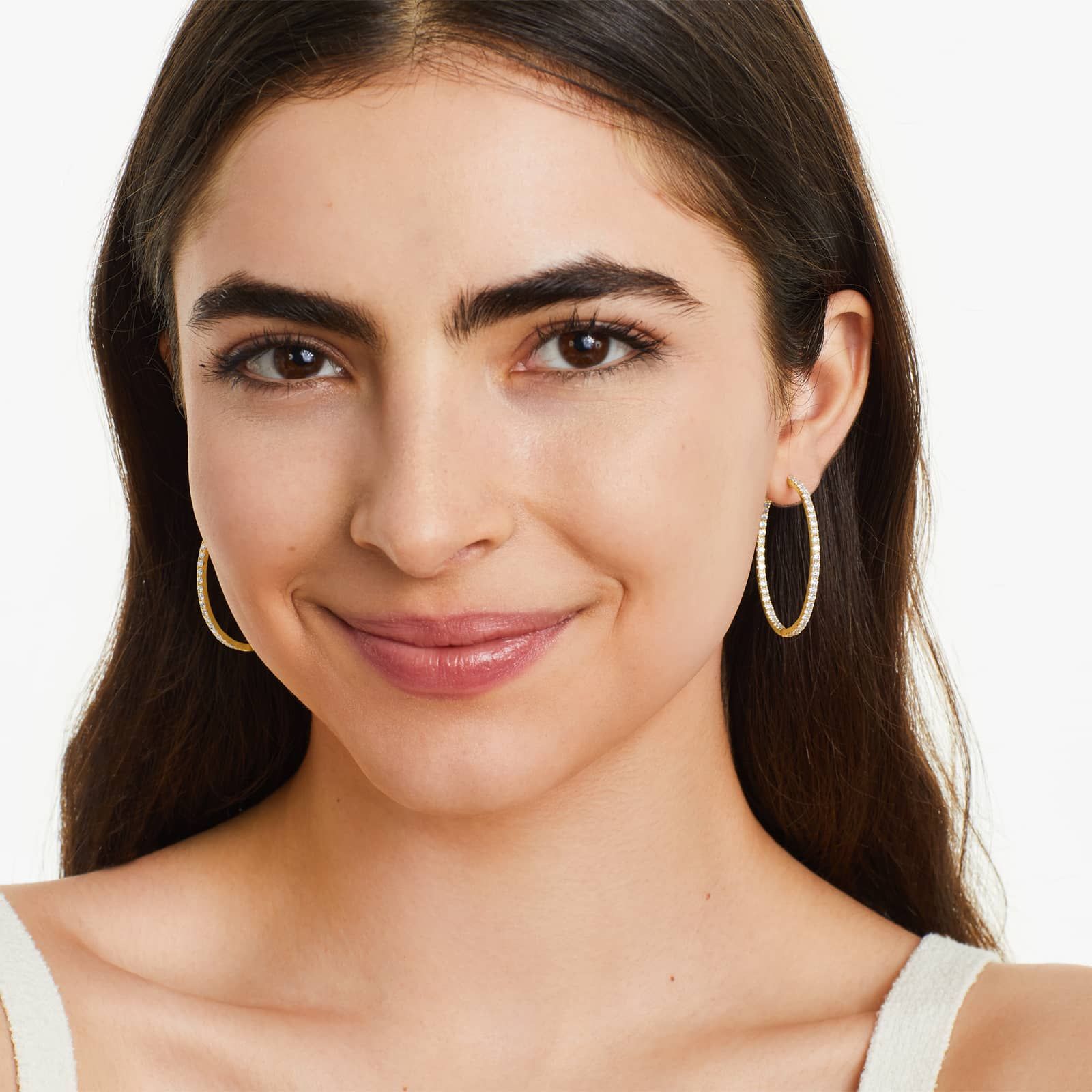 Inside Out 3 CTW Round Diamond Hoop Earrings In 14K Yellow Gold