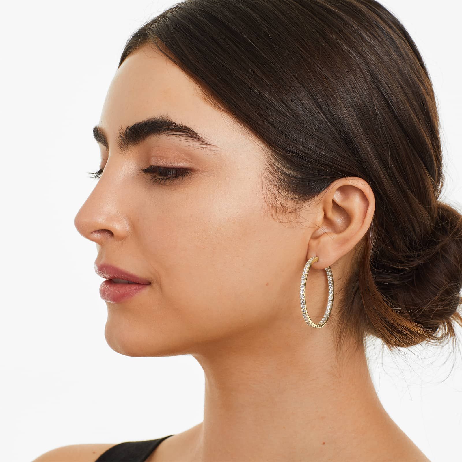 Inside Out 5 CTW Round Diamond Hoop Earrings In 14K Yellow Gold