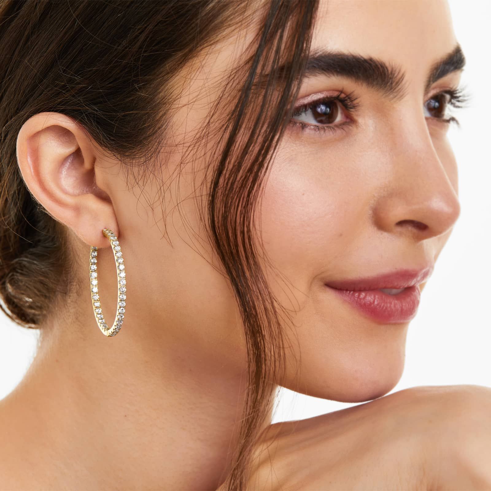 Inside Out 5 CTW Round Diamond Hoop Earrings In 14K Yellow Gold