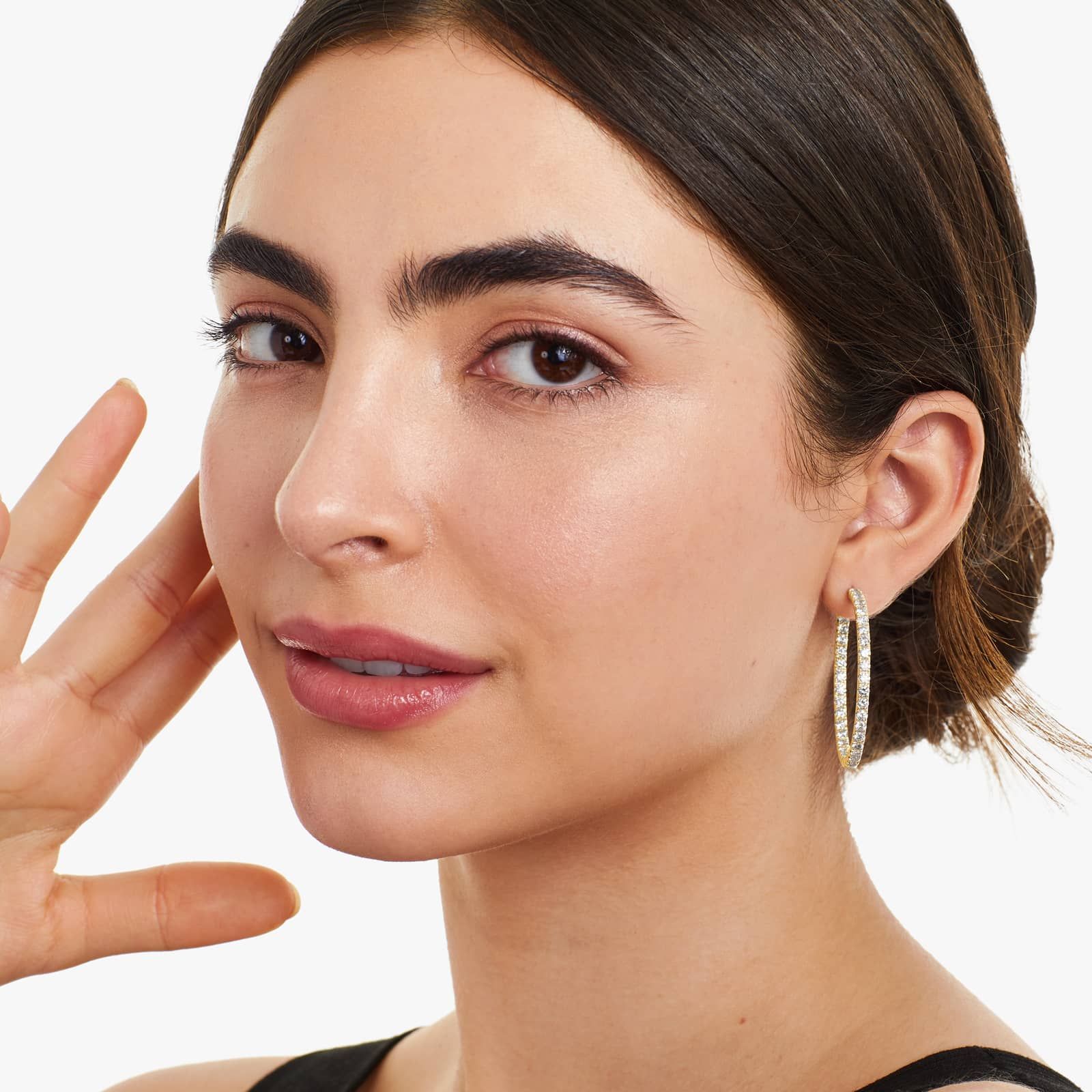 Inside Out 5 CTW Round Diamond Hoop Earrings In 14K Yellow Gold