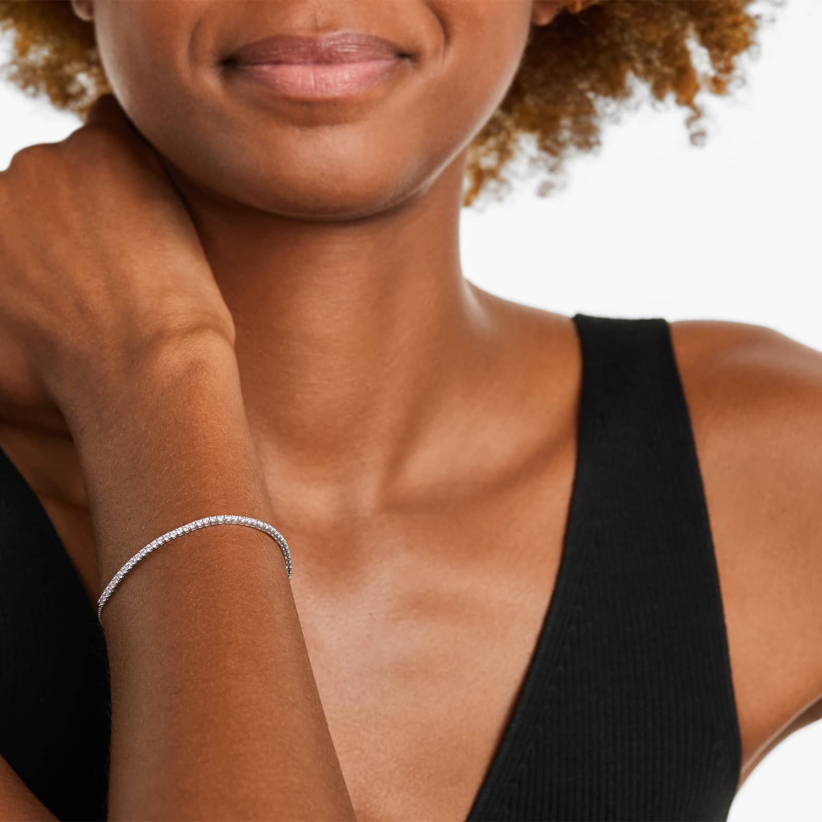 Diamond Tennis Bolo Bracelet In 14K White Gold