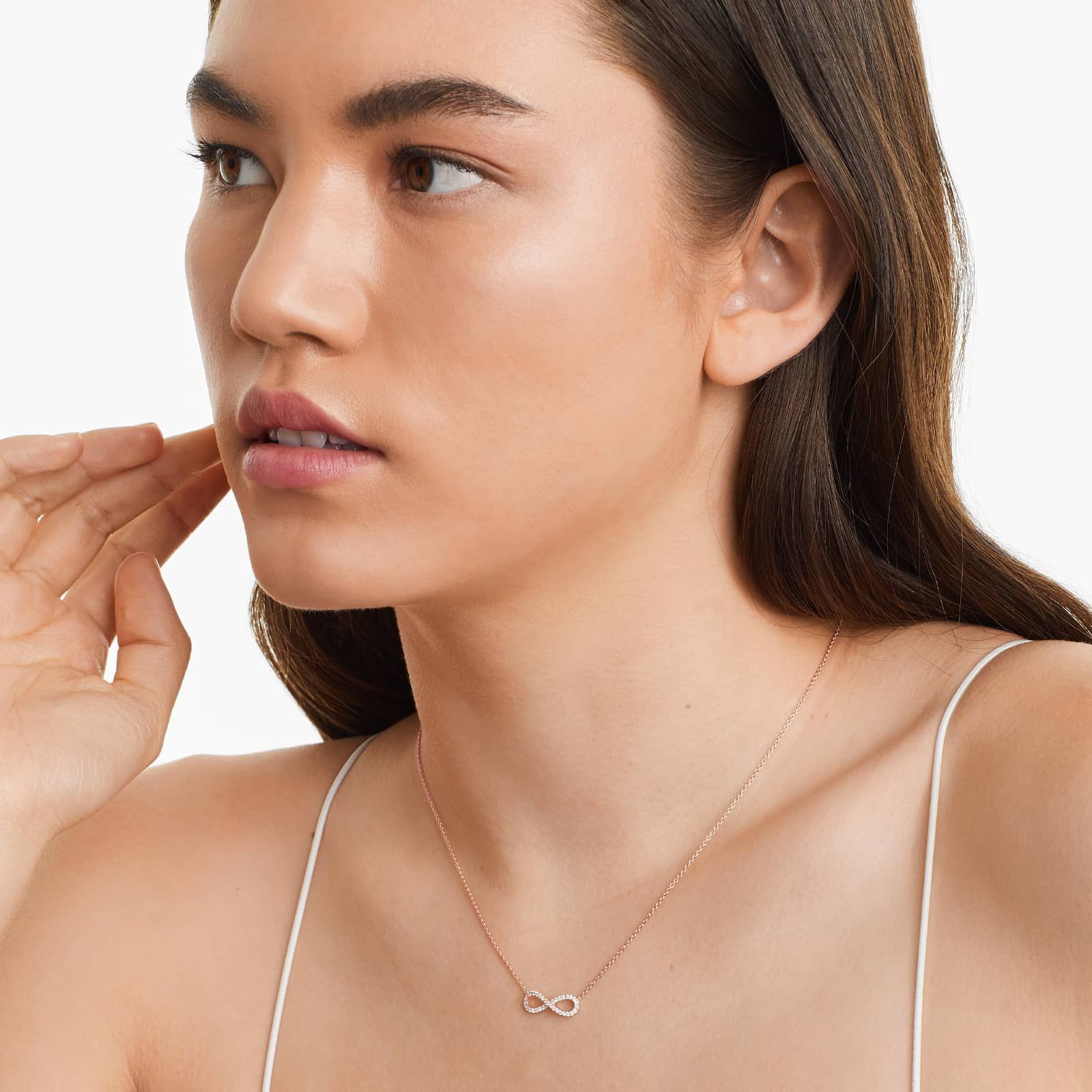 Infinity Pavé Necklace In 14K Rose Gold