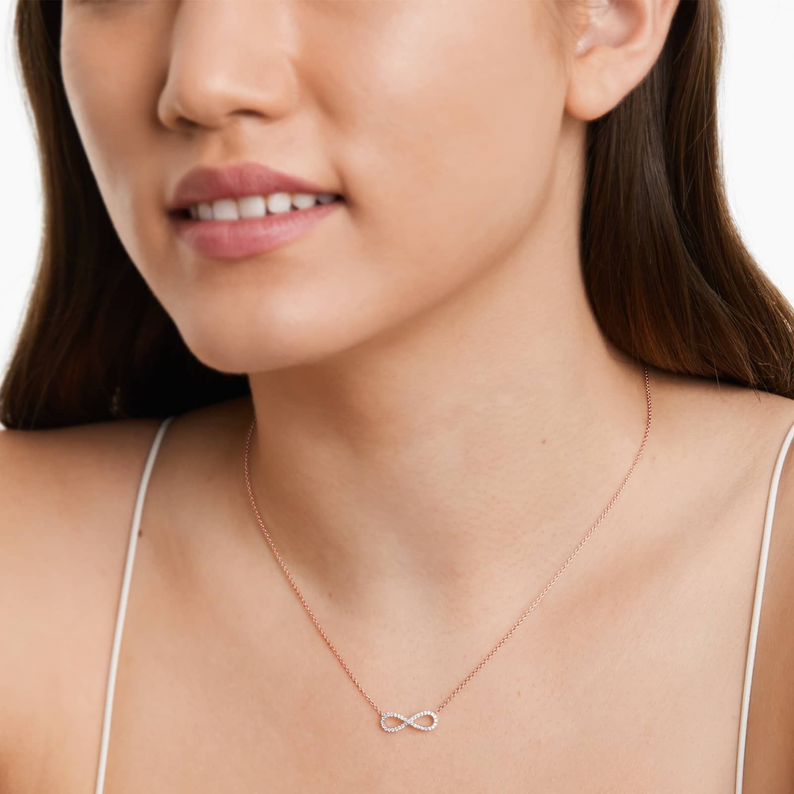 Infinity Pavé Necklace In 14K Rose Gold