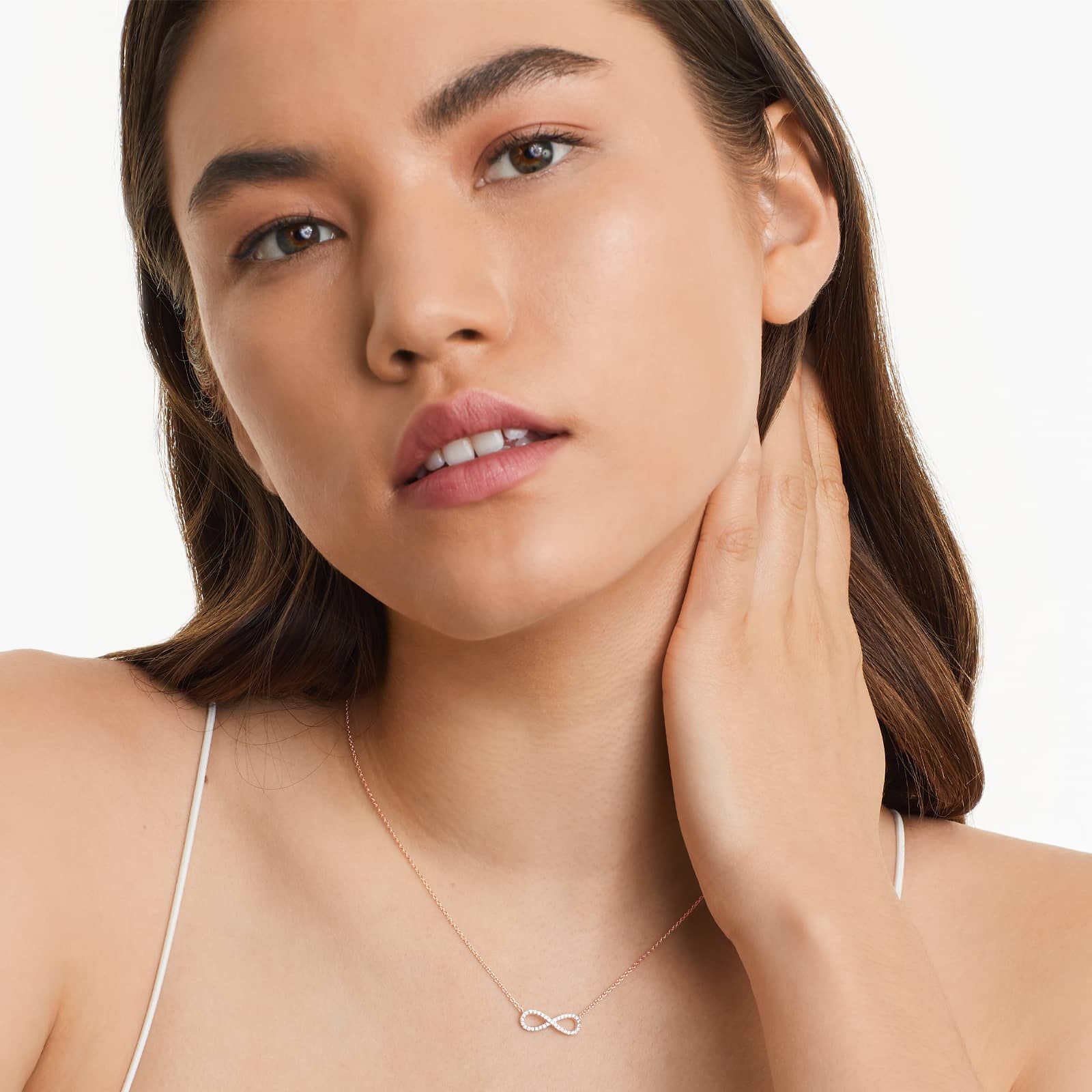 Infinity Pavé Necklace In 14K Rose Gold
