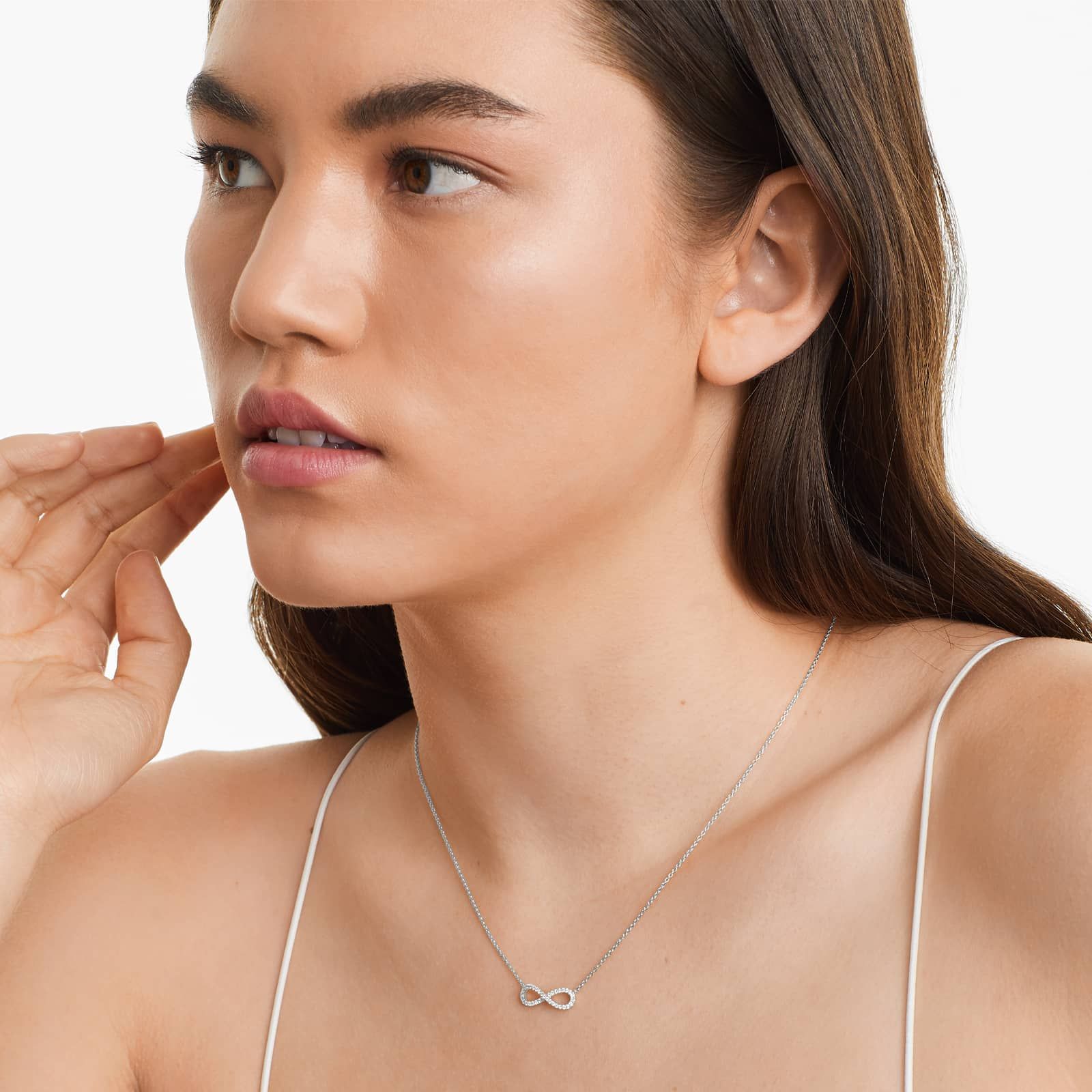 Infinity Pavé Necklace In 14K White Gold