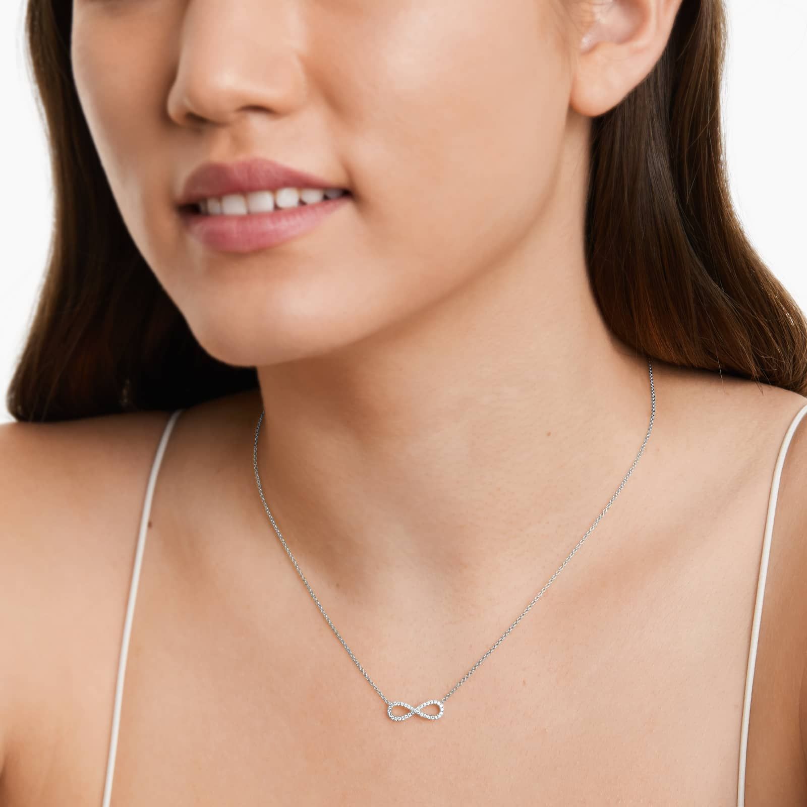 Infinity Pavé Necklace In 14K White Gold