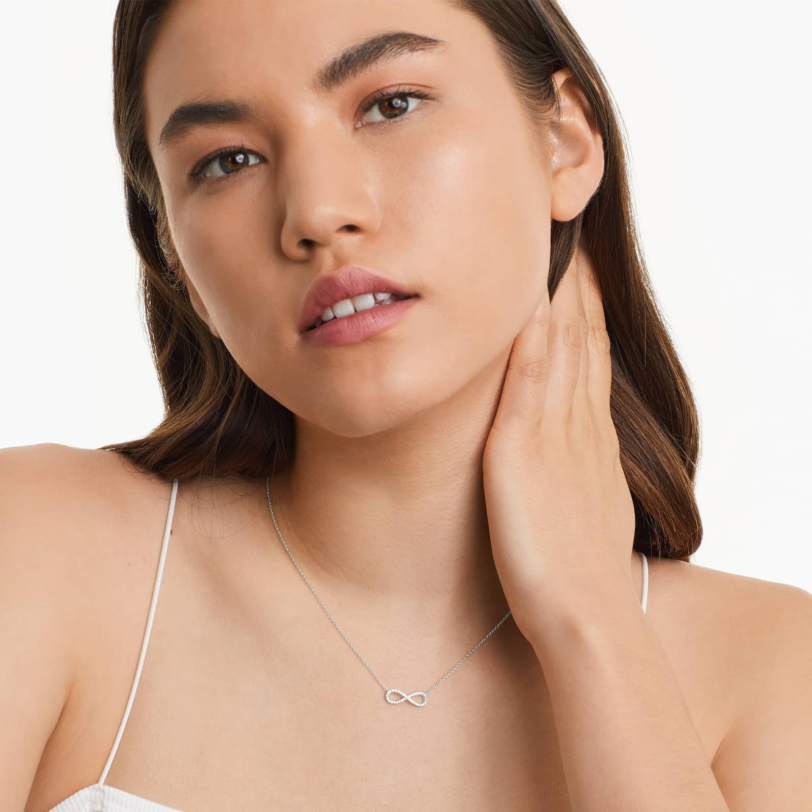 Infinity Pavé Necklace In 14K White Gold
