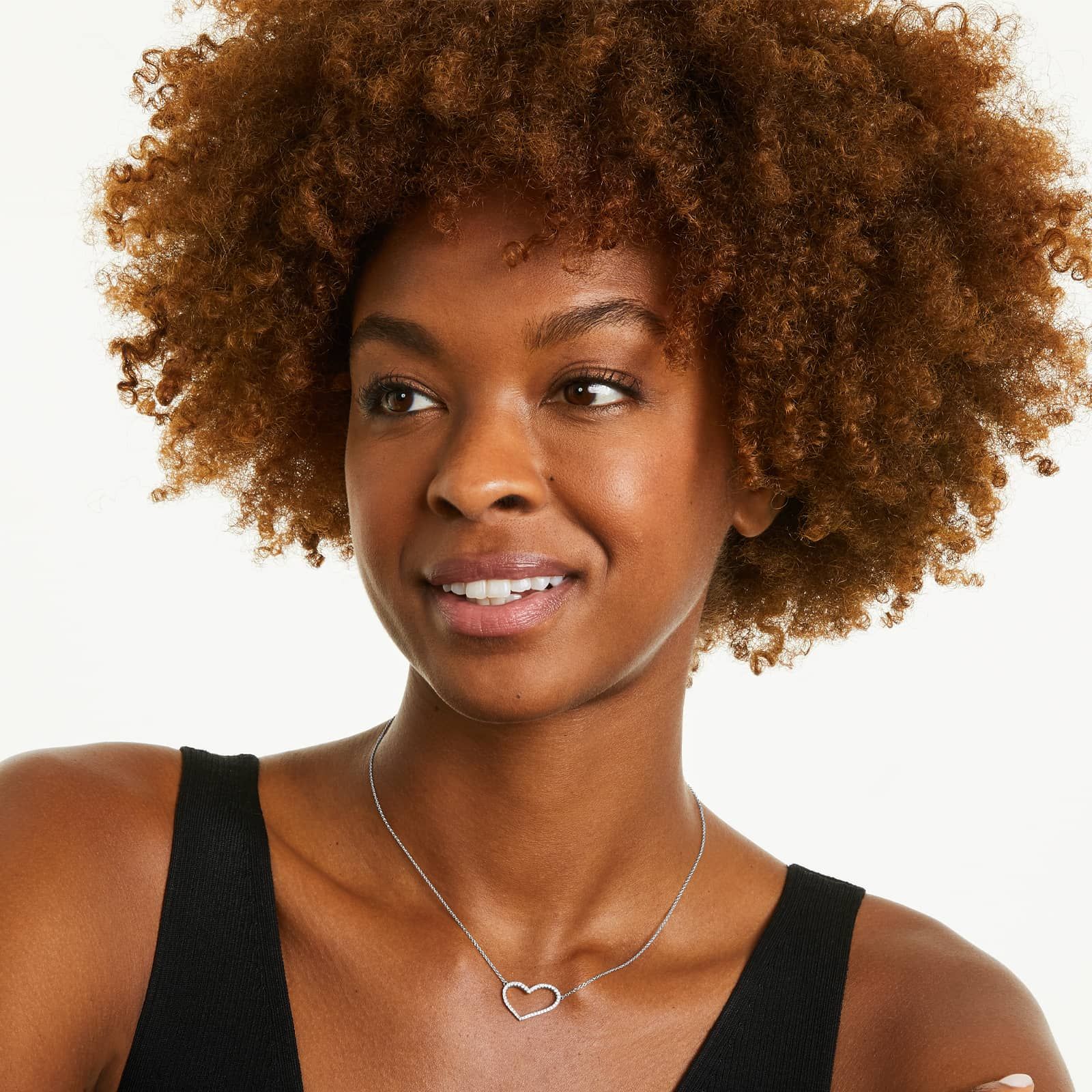 Pavé Heart Shaped Diamond Necklace In 14K White Gold