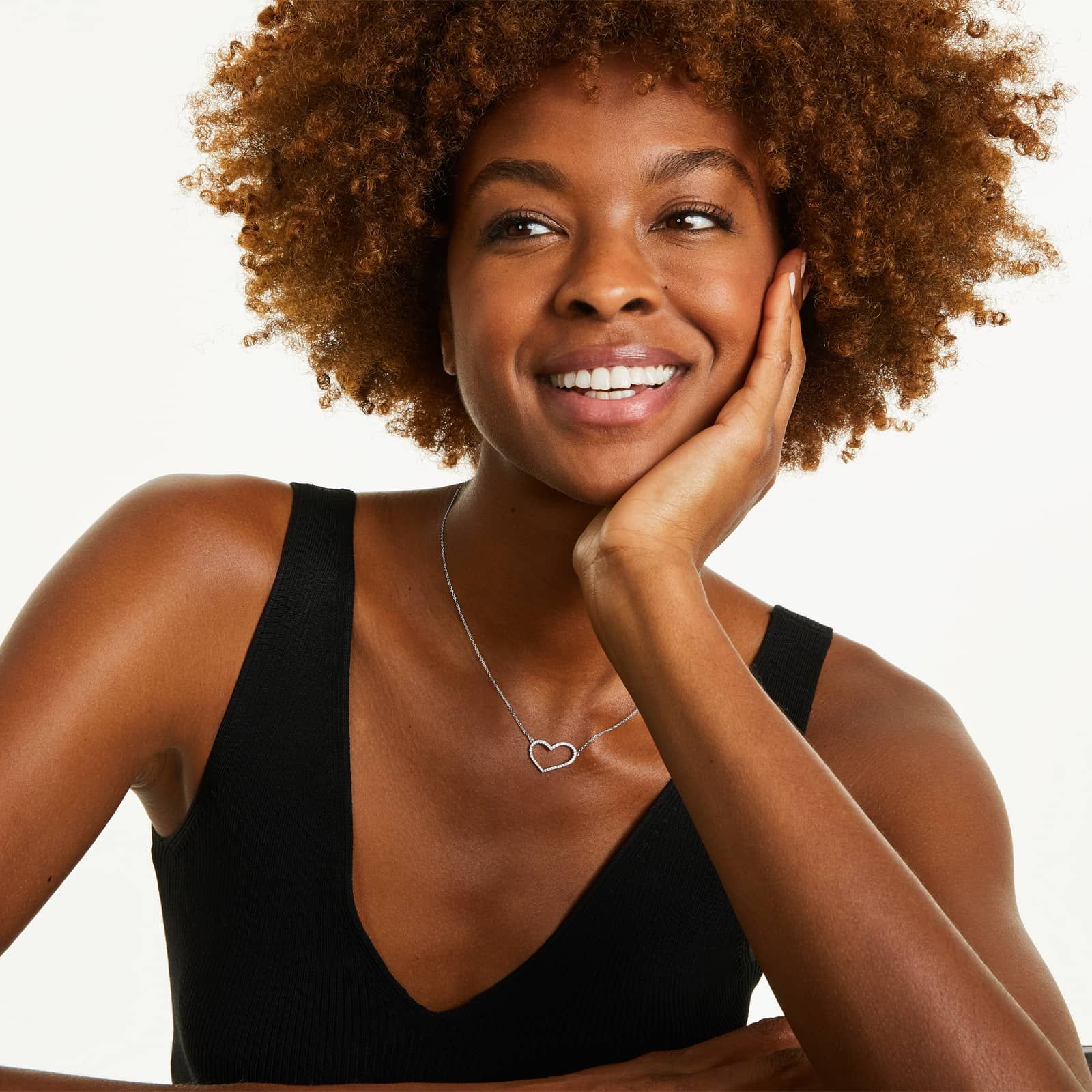 Pavé Heart Shaped Diamond Necklace In 14K White Gold