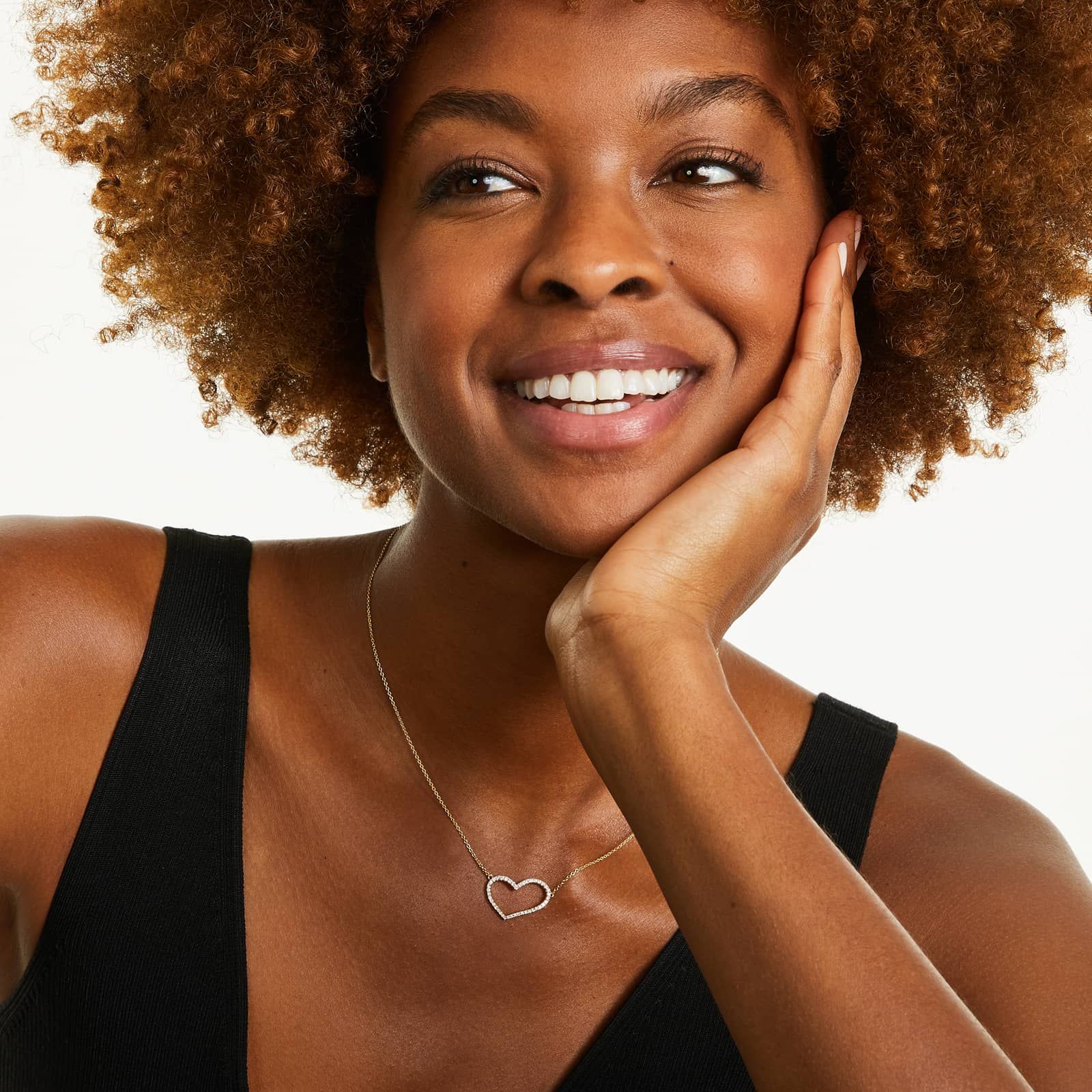 Pavé Heart Shaped Diamond Necklace In 14K Yellow Gold