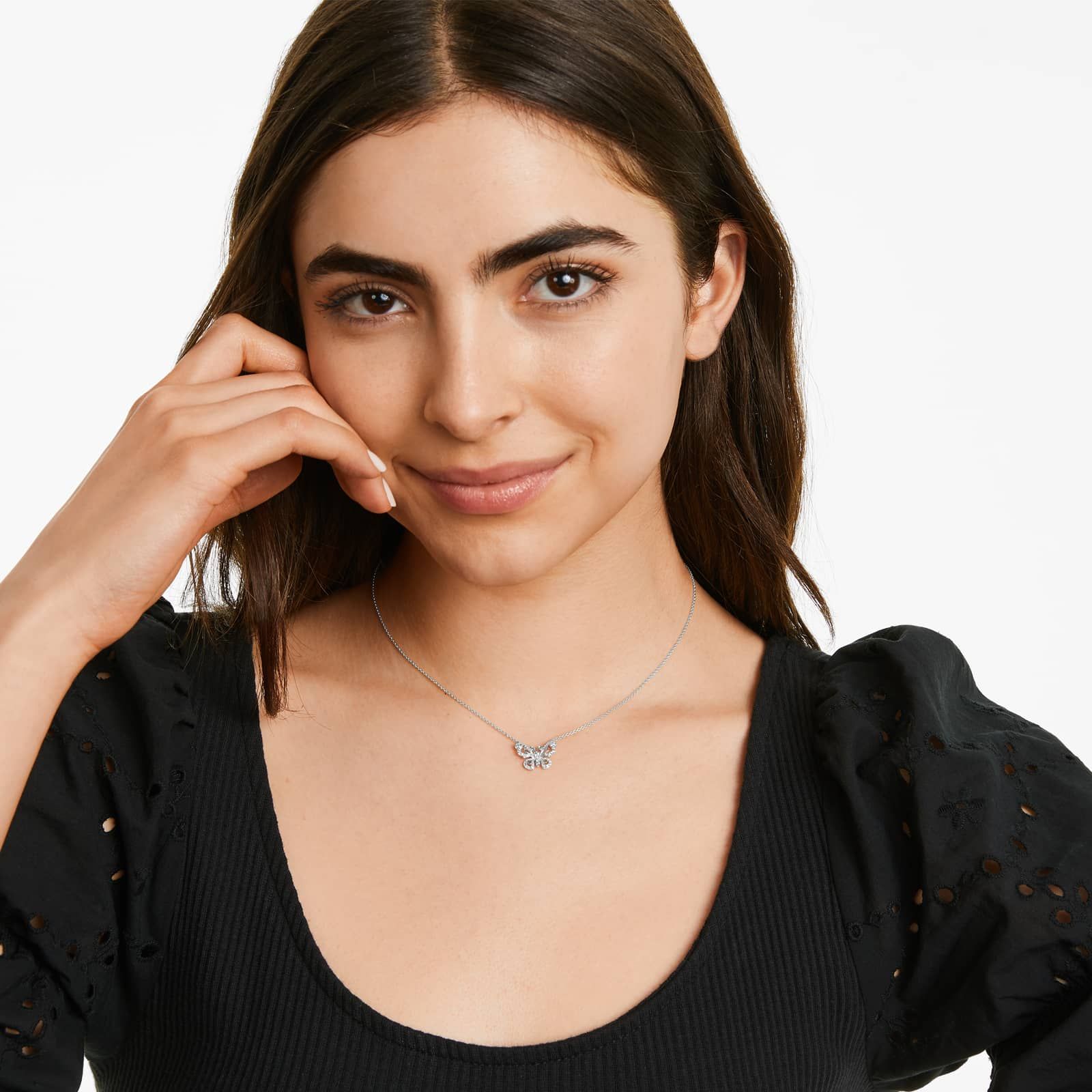 Pavé Butterfly Necklace In 14K White Gold