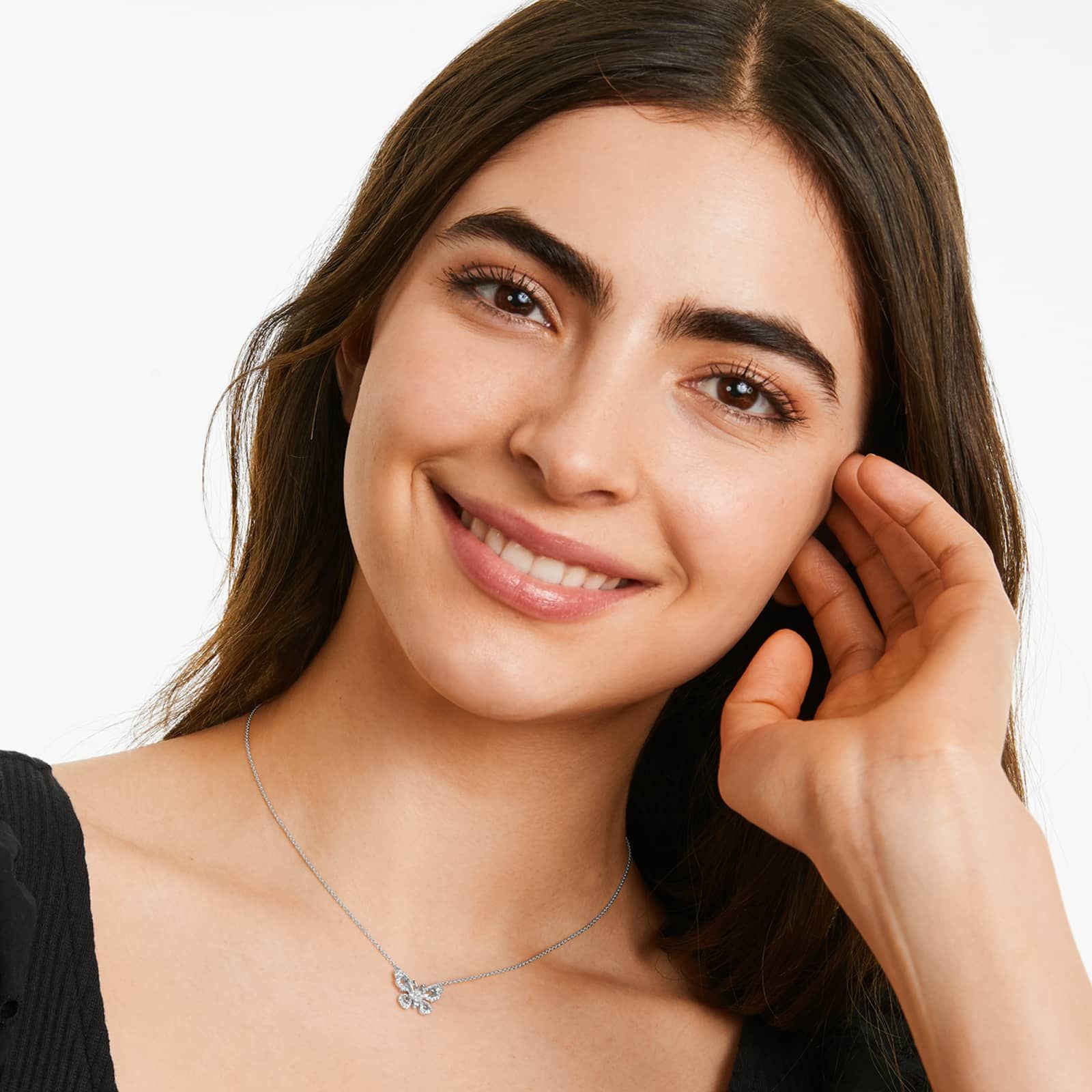 Pavé Butterfly Necklace In 14K White Gold