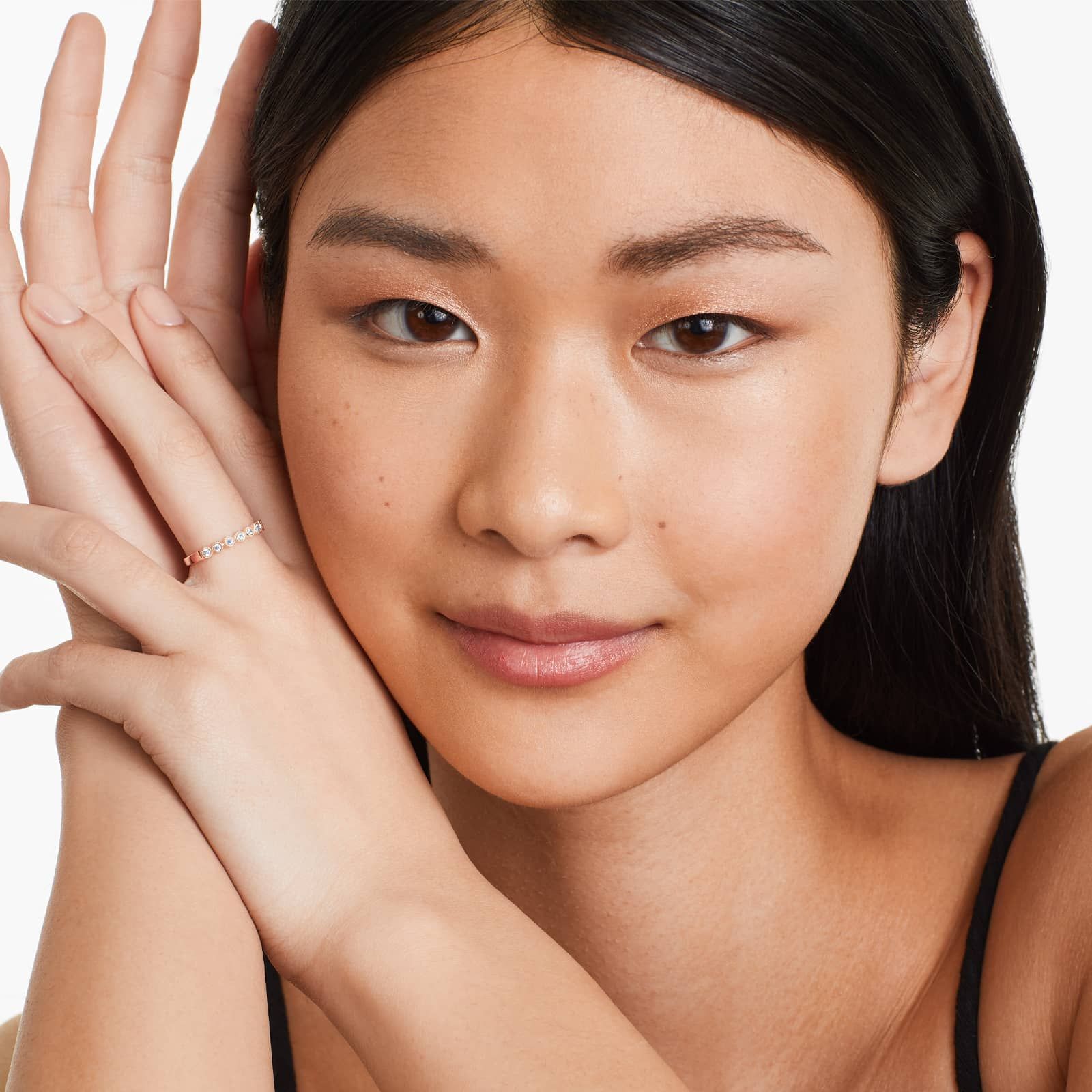 Milgrain Bezel Set Diamond Ring In 14K Rose Gold