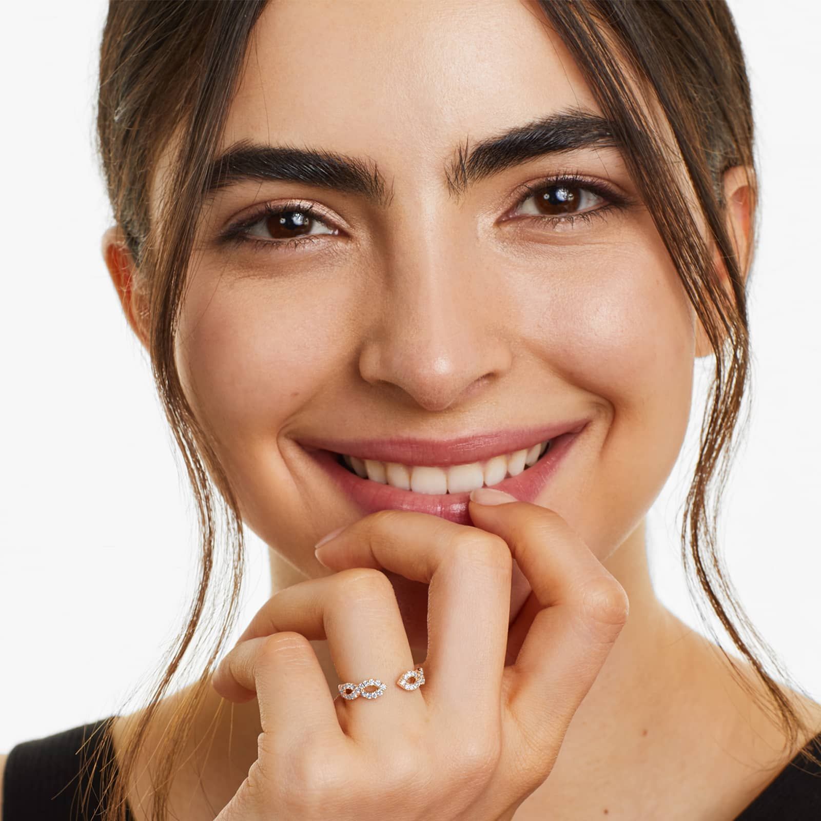 Infinity Open Diamond Ring In 14K Rose Gold