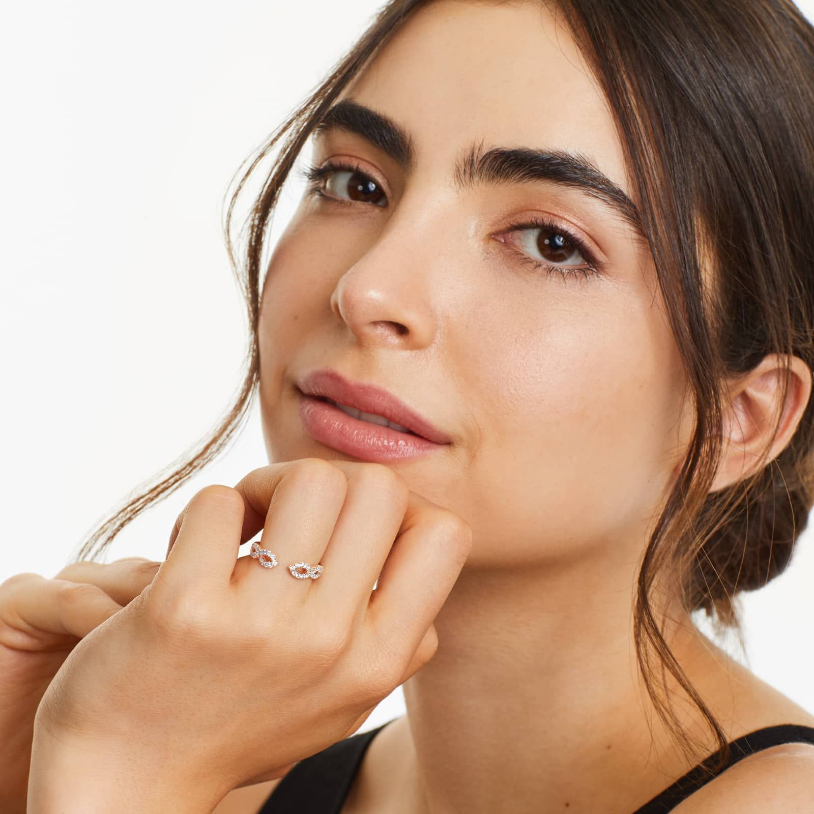 Infinity Open Diamond Ring In 14K Rose Gold