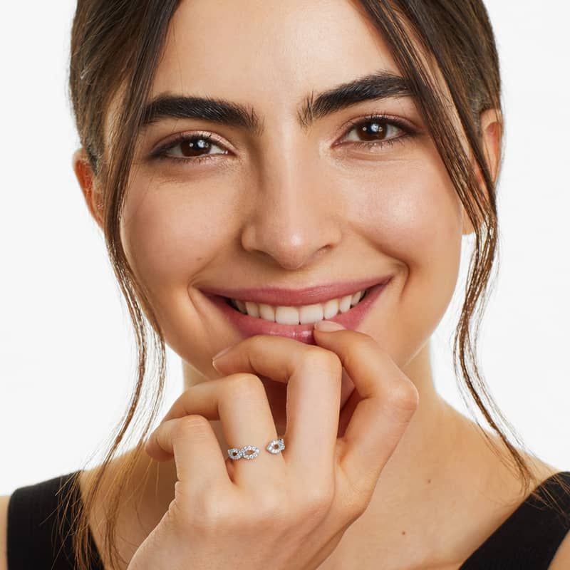 Infinity Open Diamond Ring In 14K White Gold