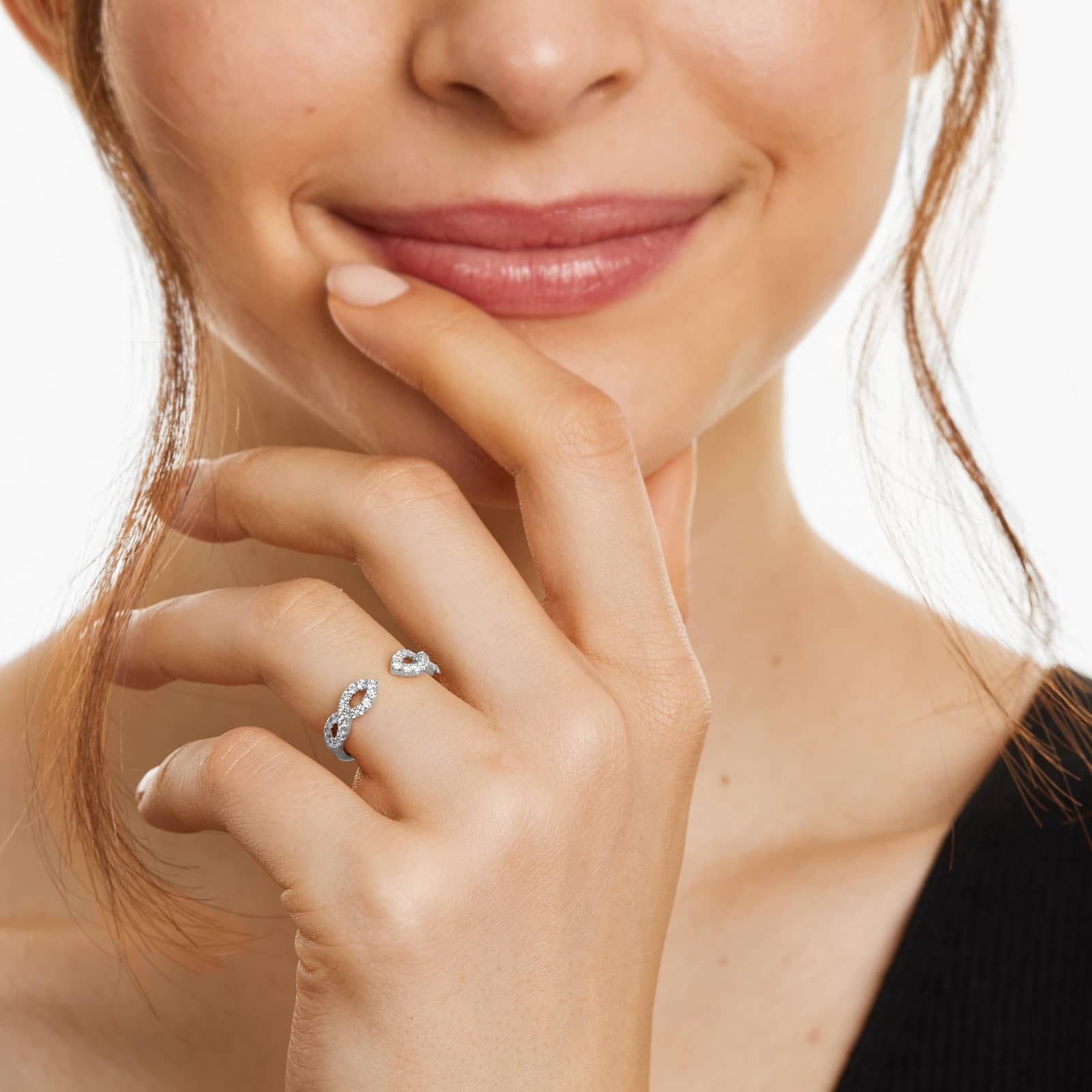 Infinity Open Diamond Ring In 14K White Gold