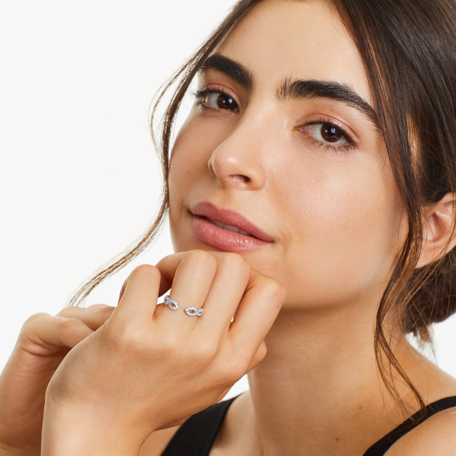 Infinity Open Diamond Ring In 14K White Gold