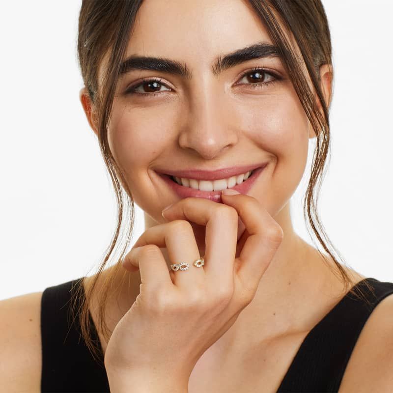 Infinity Open Diamond Ring In 14K Yellow Gold