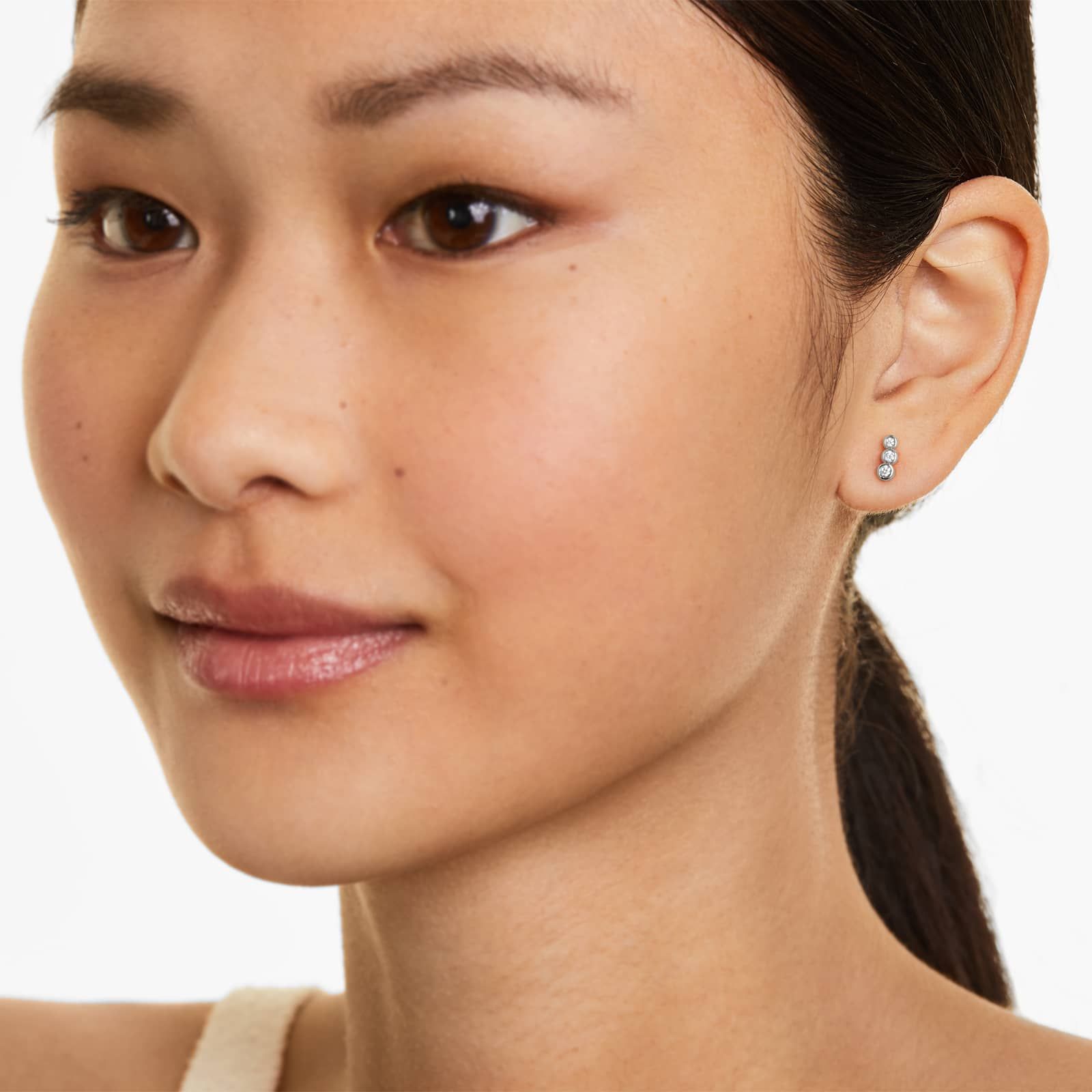 Petite Ear Diamond Climber Earrings In 14K White Gold