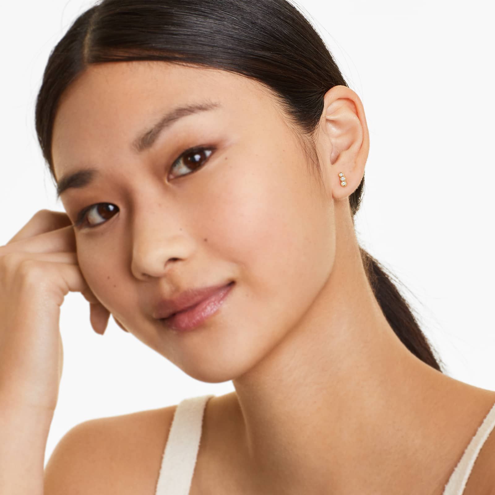 14K Yellow Gold Petite Ear Climber Diamond Earrings