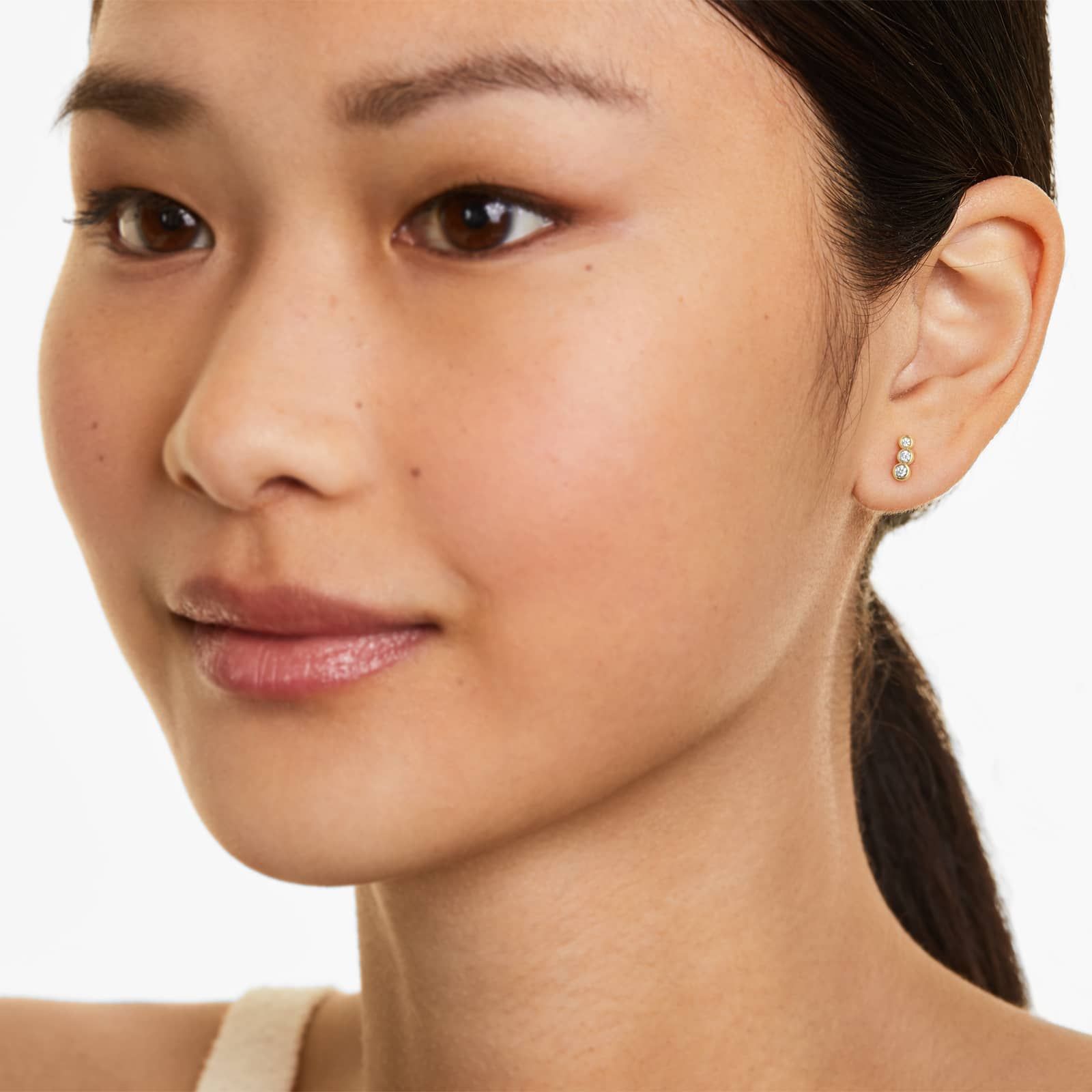 14K Yellow Gold Petite Ear Climber Diamond Earrings