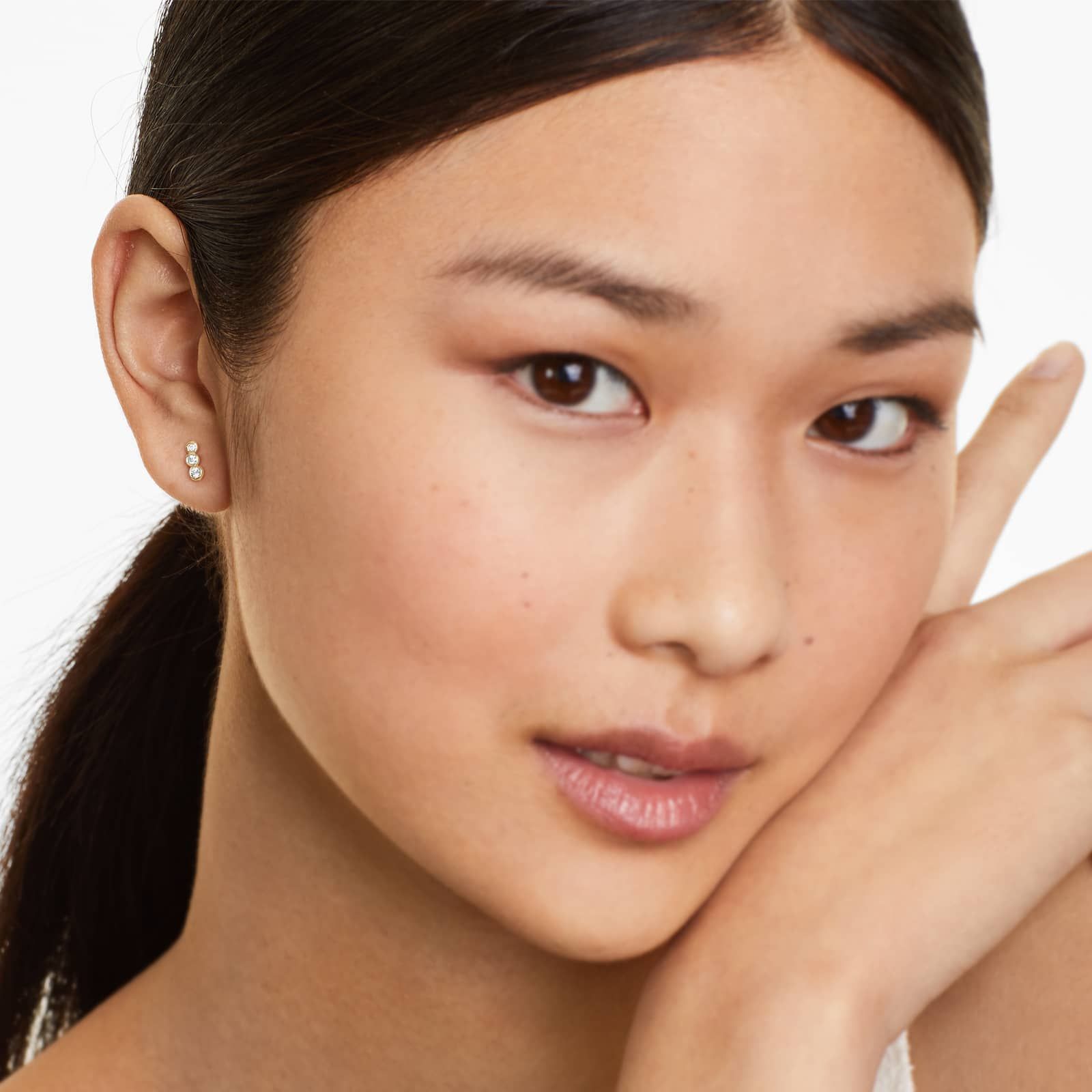 14K Yellow Gold Petite Ear Climber Diamond Earrings