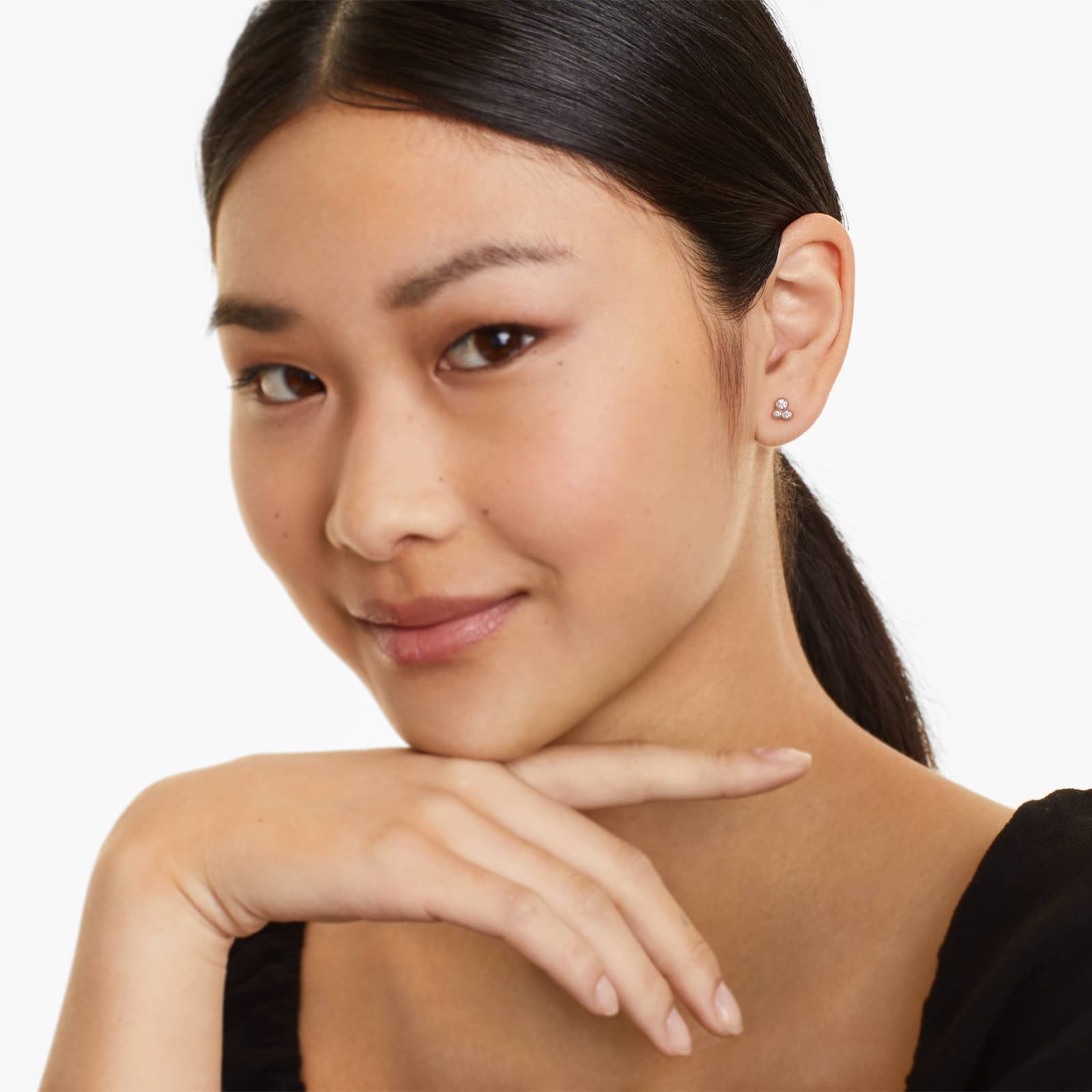 Geometric Diamond Earrings In 14K Rose Gold