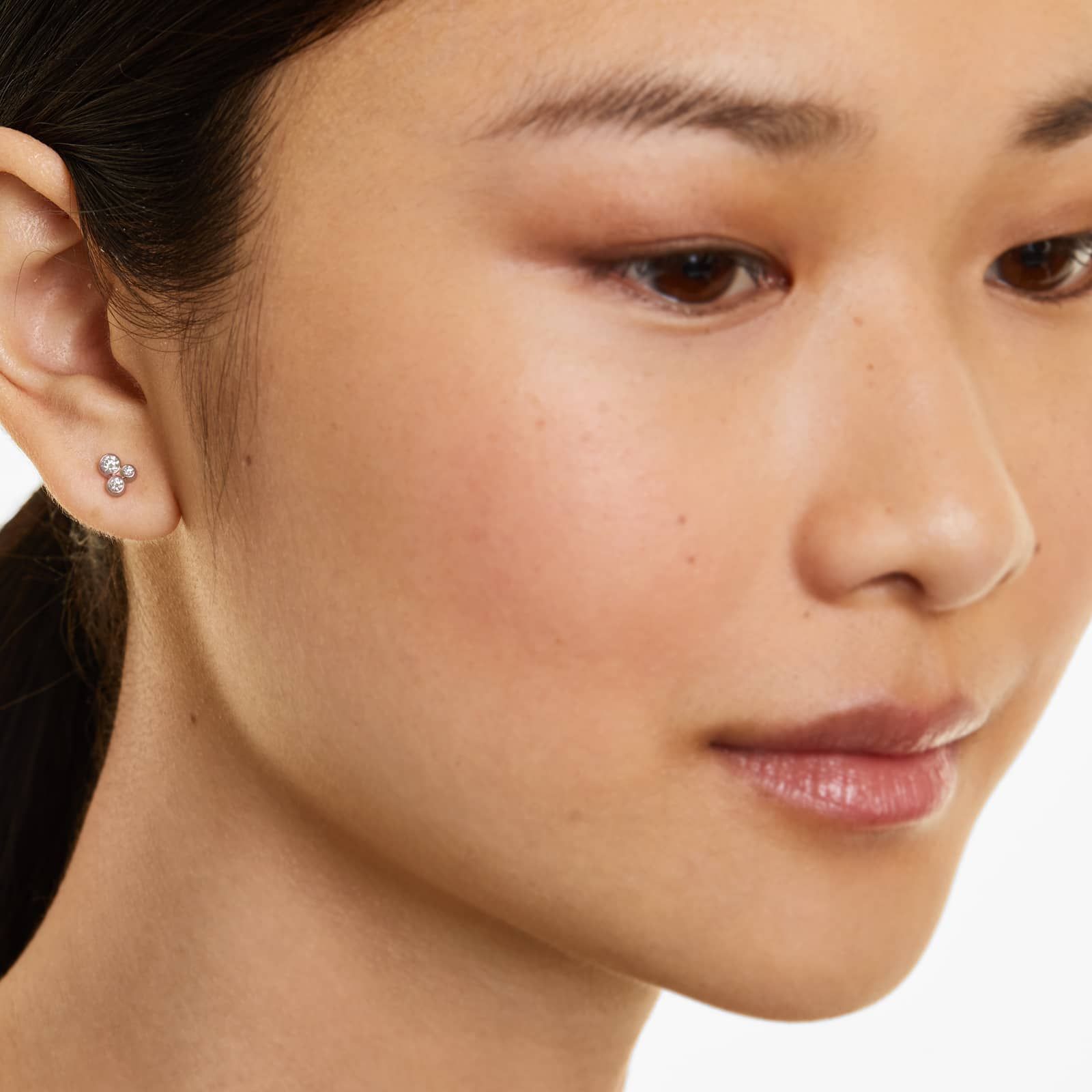 Geometric Diamond Earrings In 14K Rose Gold